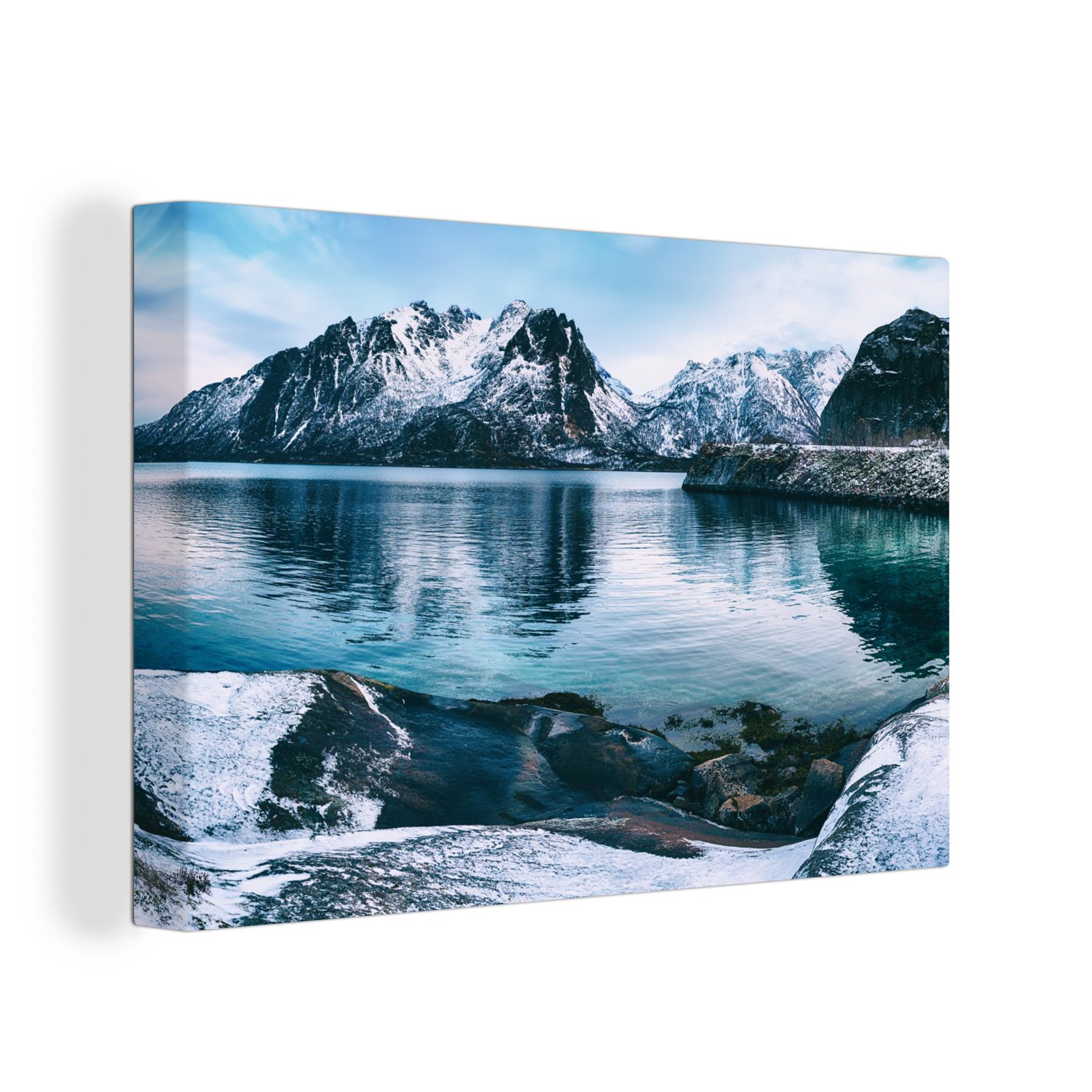 OneMillionCanvasses® Leinwandbild Winter - See - Schnee, (1 St), Wandbild Leinwandbilder, Aufhängefertig, Wanddeko, 30x20 cm