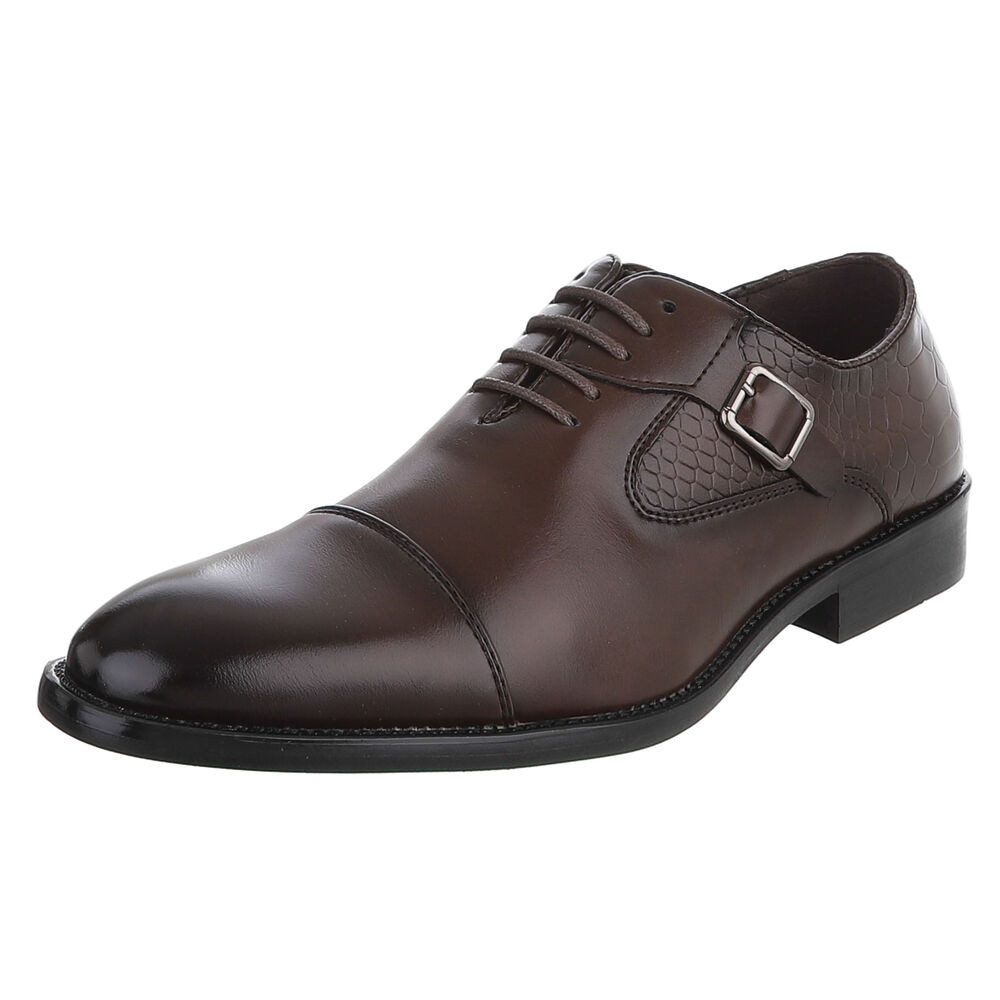 Coolwalk Herrenschnürschuh mit Zierschnalle in Lederoptik Schnürschuh (91977159) Blockabsatz Business-Schuhe in Braun