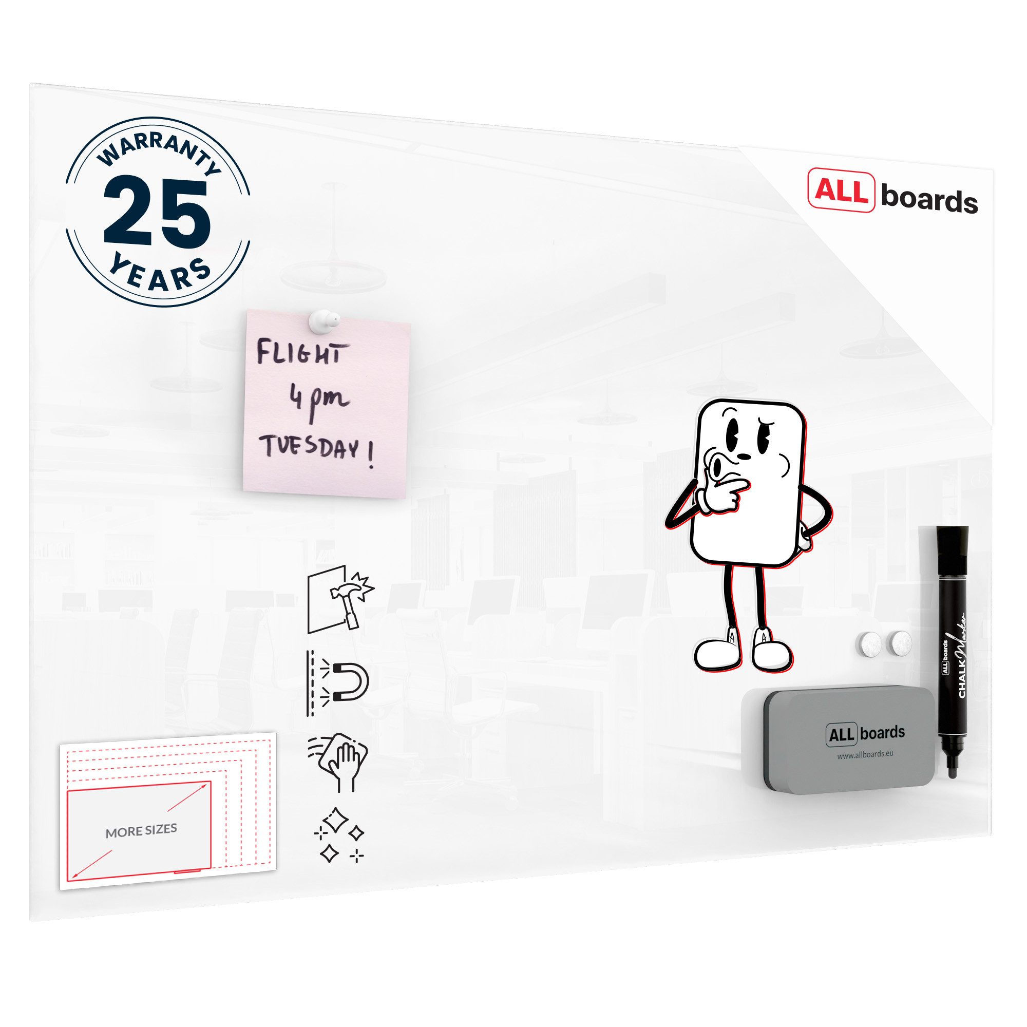 ALLboards Memoboard ALLboards Glastafel Whiteboard Magnettafel Memoboard