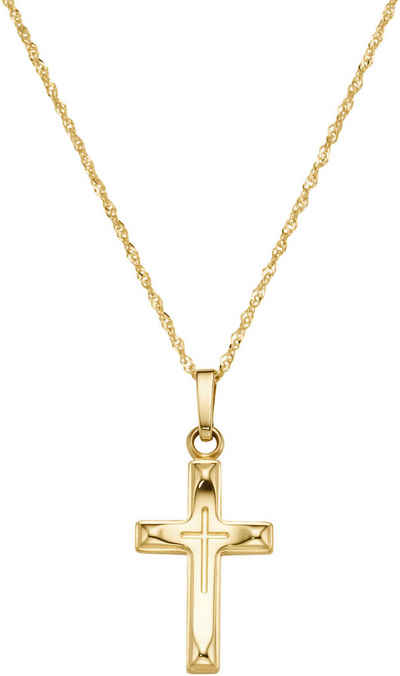 Firetti Kette mit Anhänger Schmuck Geschenk Gold 375 Halsschmuck Halskette Goldkette Kreuz