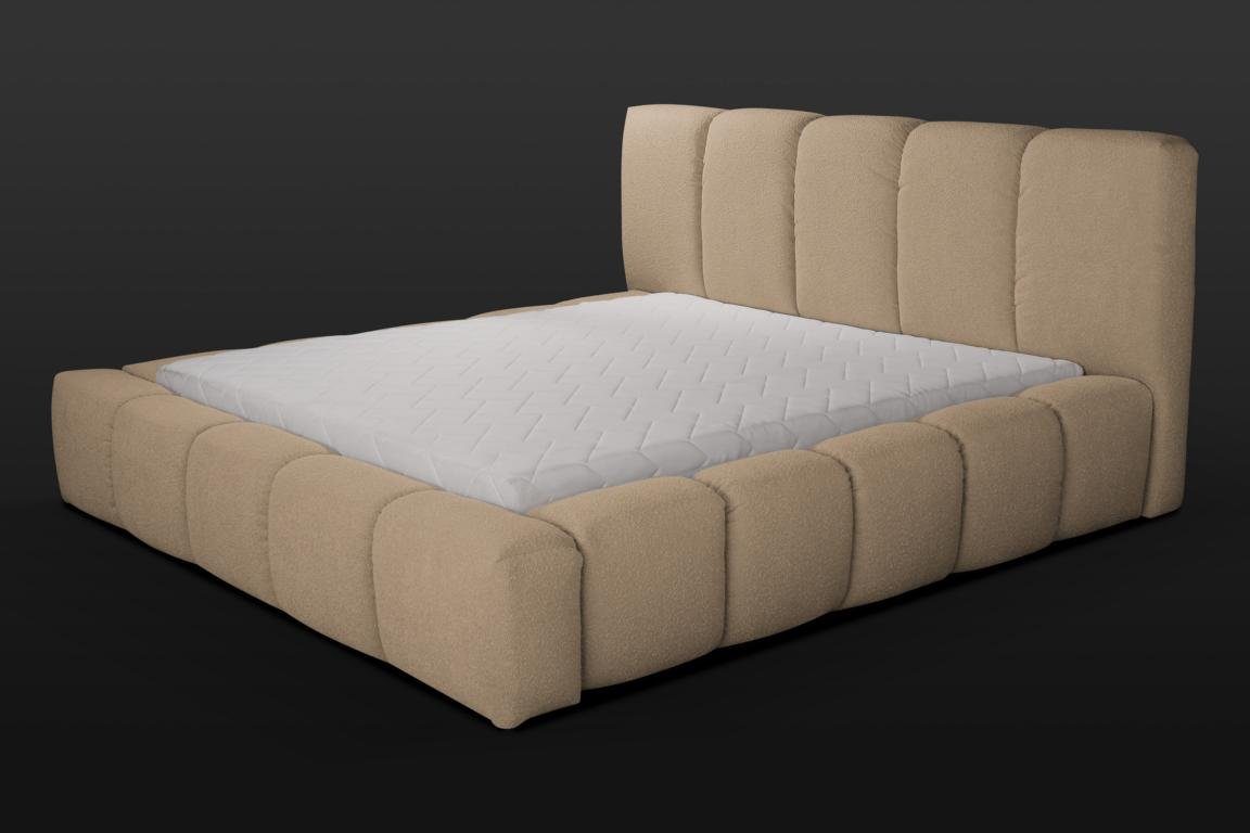 JVmoebel Bett Beige Doppelbett Schlafzimmer Holzmöbel Design elegant Polsterung (Bett), Made in Europe