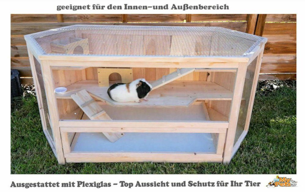 BruKa Kleintierkäfig VILLA Nagerkäfig Holz Hamsterkäfig Stall Meerschweinch günstig online kaufen