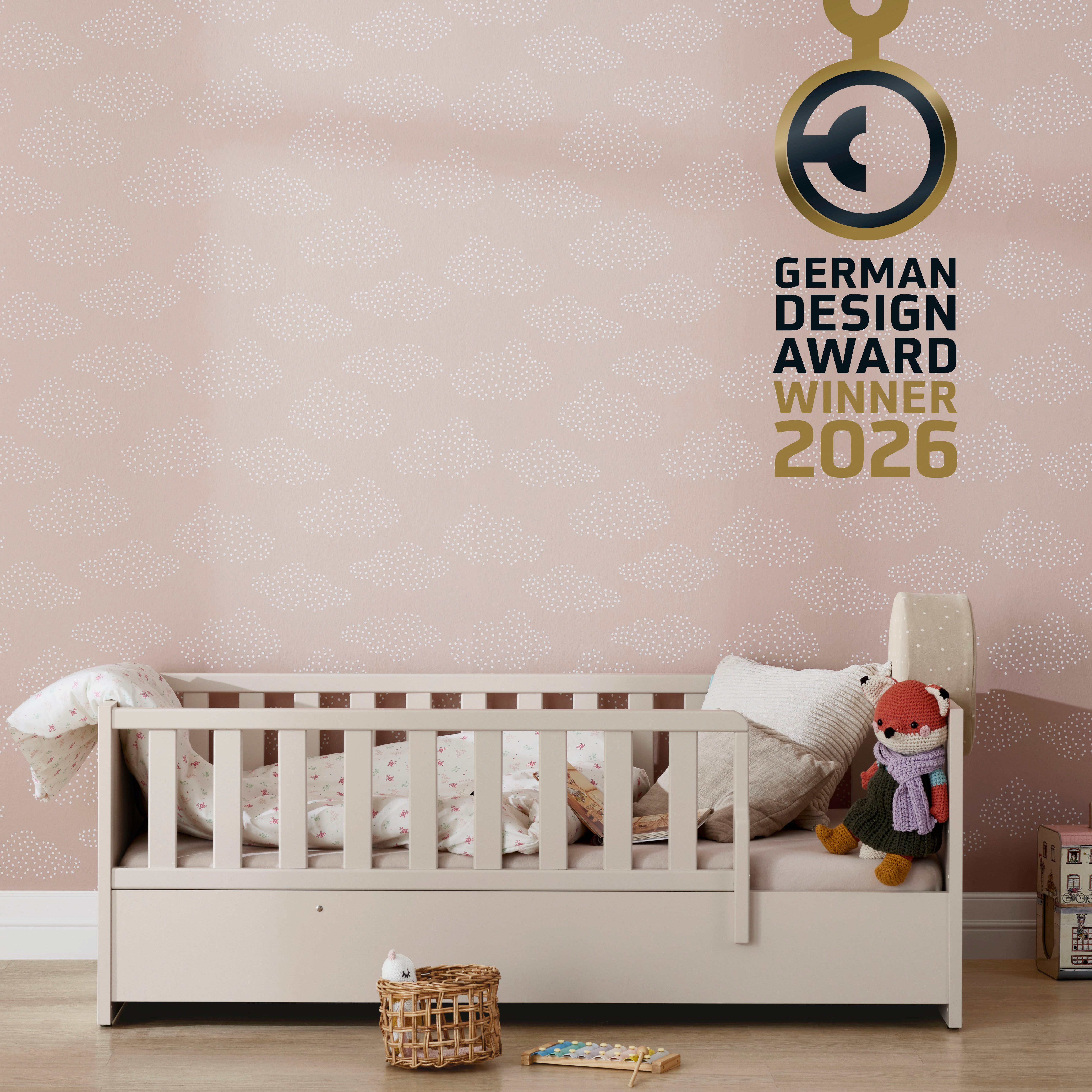 PAIDI Babybett LITTLE SNU 70x140cm in Beige oder Weiß, umbaubares Bodenbett, Kinderbett mit Rausfallschutz aus Massivholz, langlebiges Gitterbett