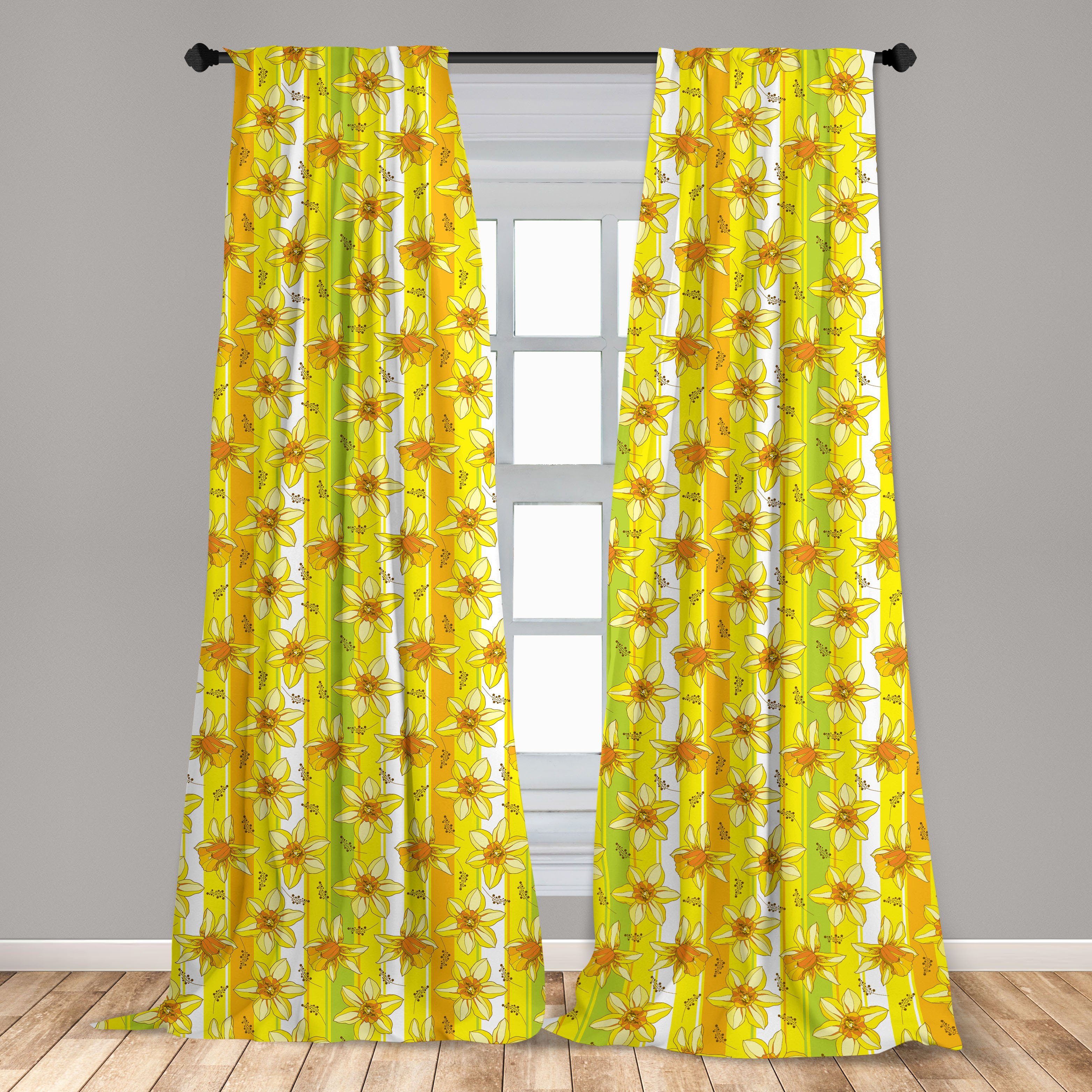 Abakuhaus, Schlafzimmer Microfaser, Gardine Dekor, Gelbe für Blossom Wohnzimmer Blume Narcissus Vorhang