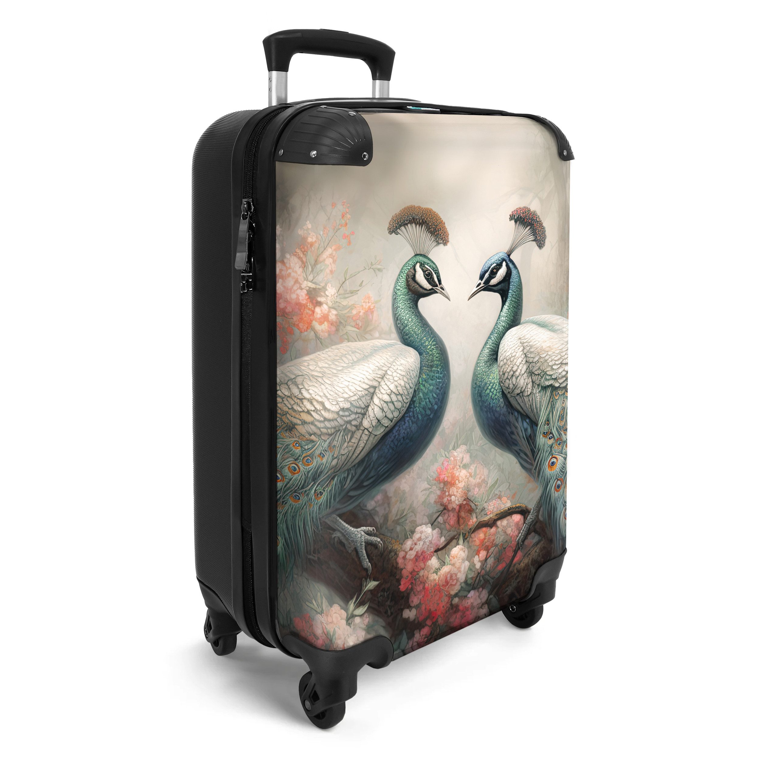 NoBoringSuitcases.com© Hartschalen-Trolley Pfaue - Pfauenfedern - günstig online kaufen