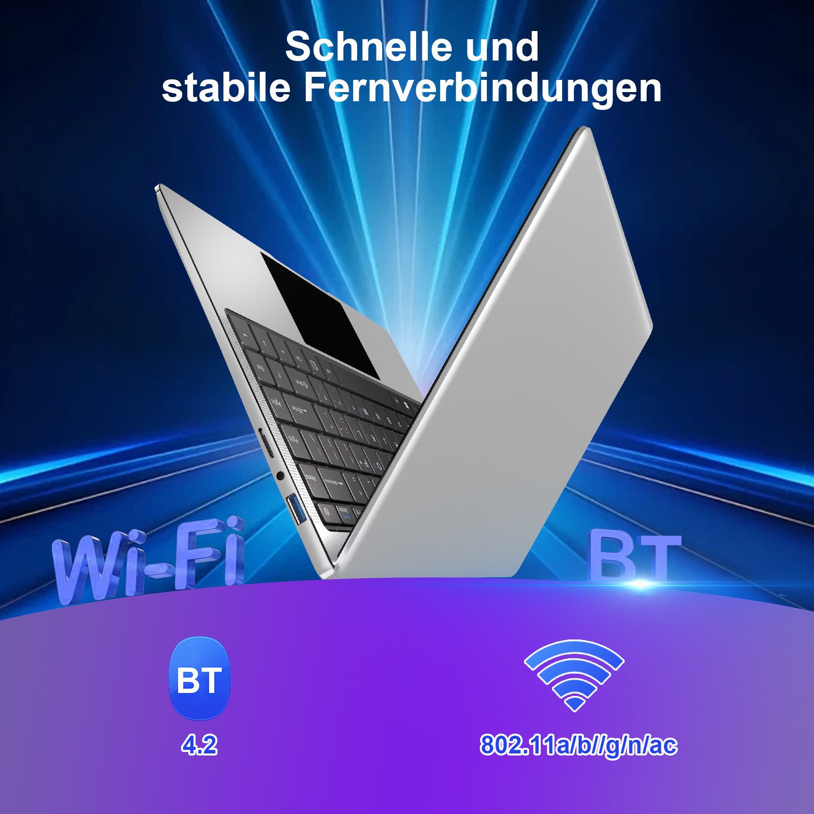 bvate B8 Laptop 14 Zoll 8GB RAM 256GB SSD 1920x1080 Notebook (35 cm/14 Zoll, Celeron N4020, Celeron N4020, 8 GB, 256 GB SSD, 180° Drehung/Low Blue Light-Zertifizierung/Deutsche Tastaturaufkleber) grau