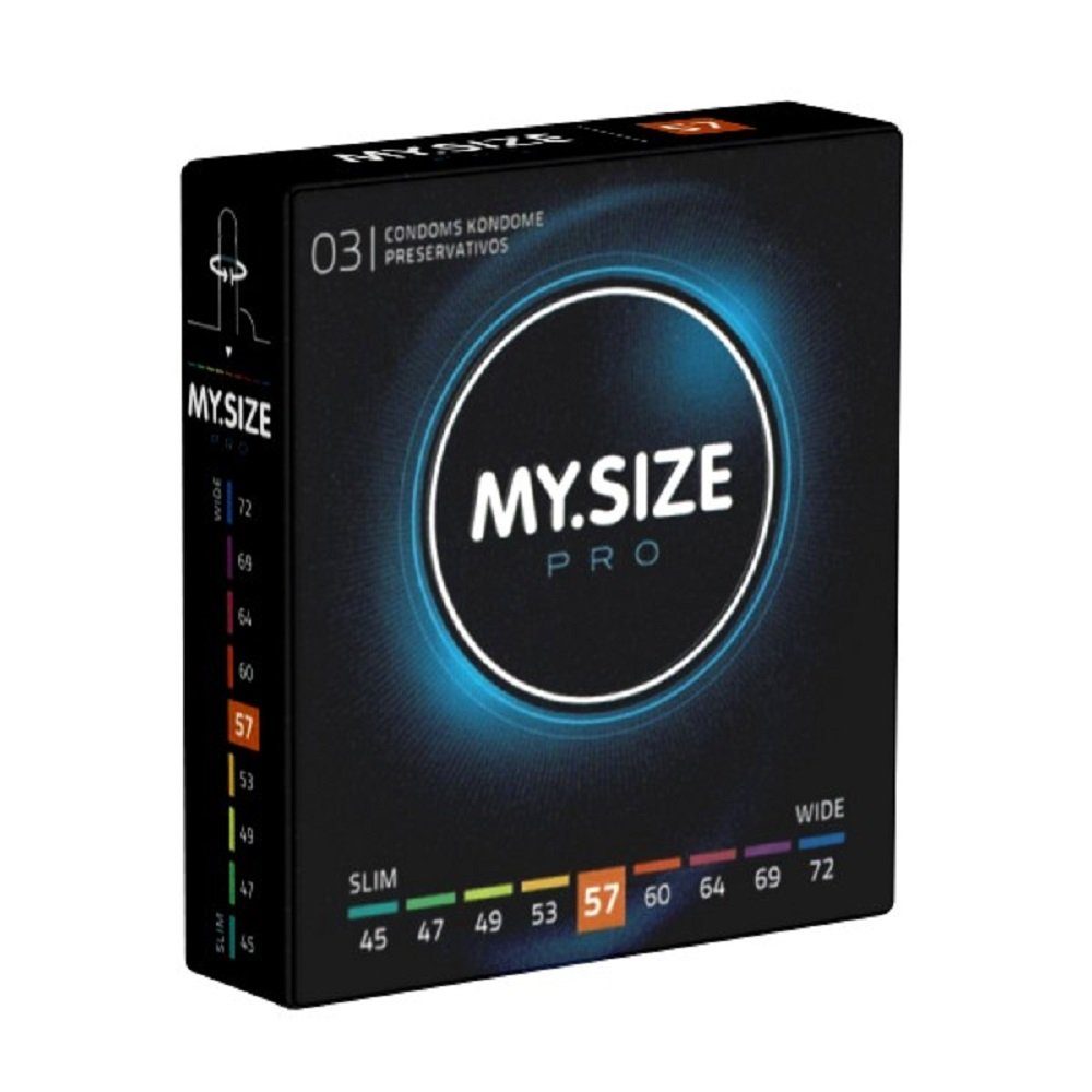 MY.SIZE mit, 57mm die Generation für Kondome Maßkondome, besten Kondome Packung XXL-Kondome neue PRO St., MY.SIZE Sicherheit, 3 und Tragekomfort