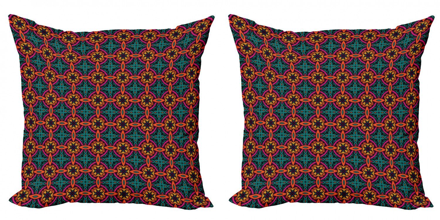 Kissenbezüge Modern Accent Doppelseitiger Digitaldruck, Abakuhaus (2 Stück), Blumen Tribal Laubblätter