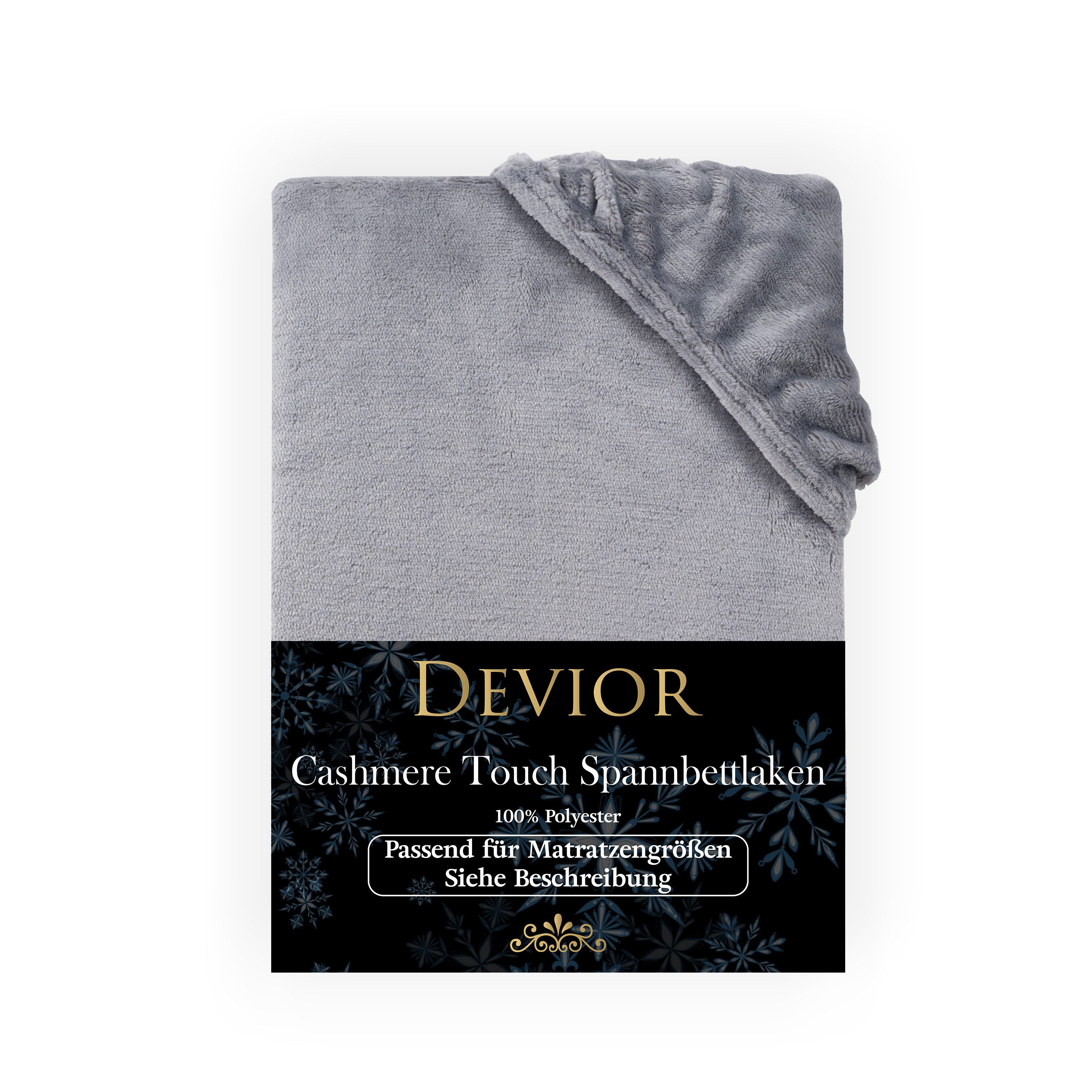 Devior Spannbettlaken aus 100% Nicki-Plüsch mit Cashmere-Touch, 190 g/m² mit Einlaufschutz, Nicki, Gummizug: Rundumgummizug, für Standardmatratzen bis 22cm - Spannbettlaken 90 x 200 cm kuschelig