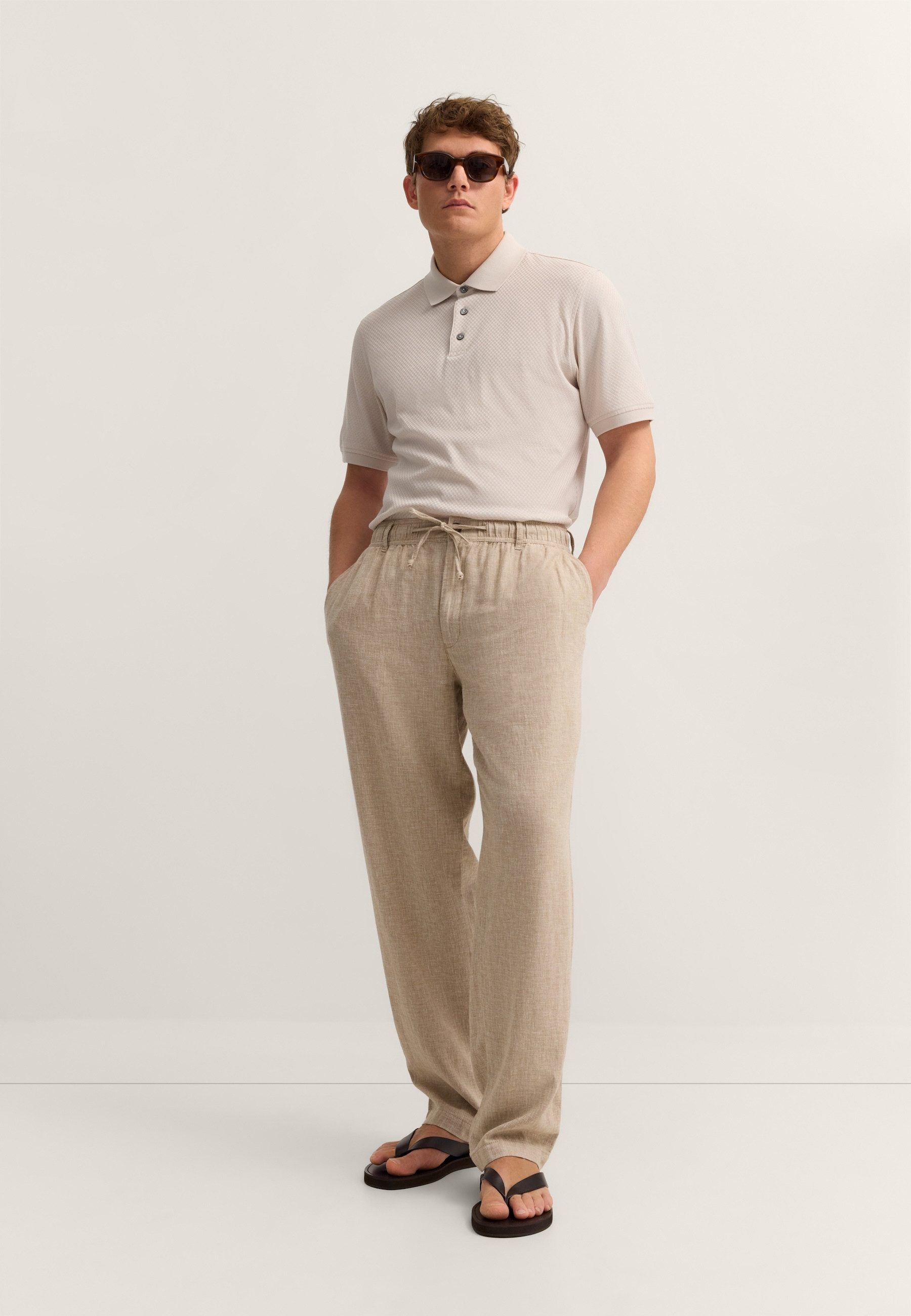 bugatti Chinohose Regular Fit aus Leinen-Baumwolle