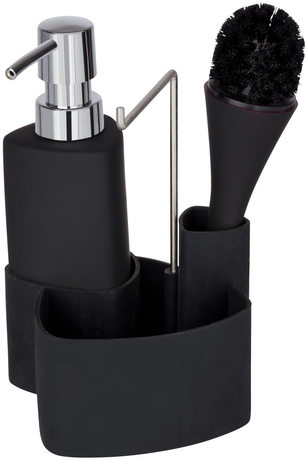 WENKO Spülmittelspender Modell Empire, (Set, 3-tlg), Spül-Set mit Spülmittelspender, Spülbürste und Handtuchhalter, Keramik
