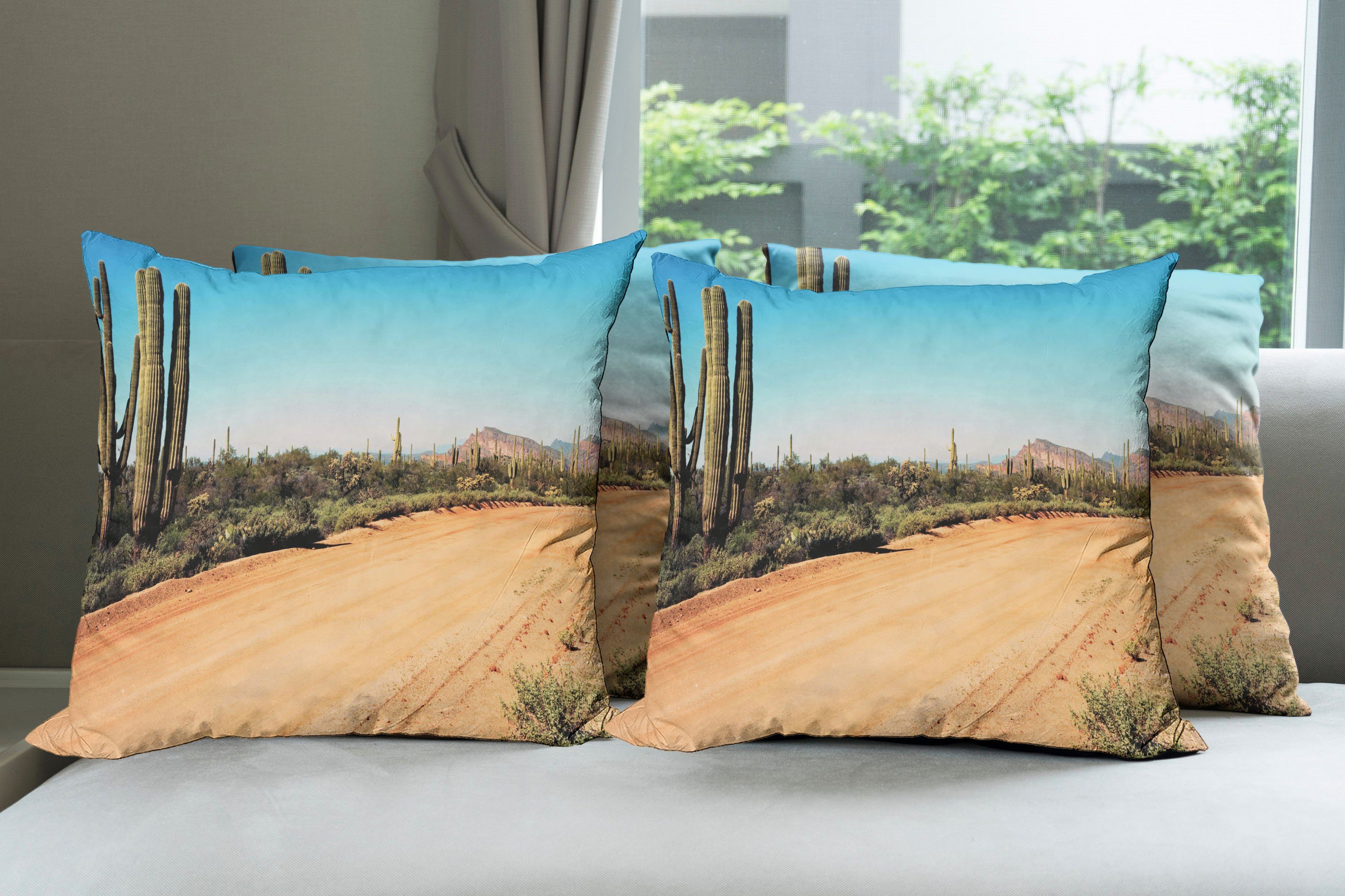 Kissenbezüge Modern Accent Doppelseitiger Stück), (4 Wüsten-Kaktus Abakuhaus Amerikanischer Natur Digitaldruck
