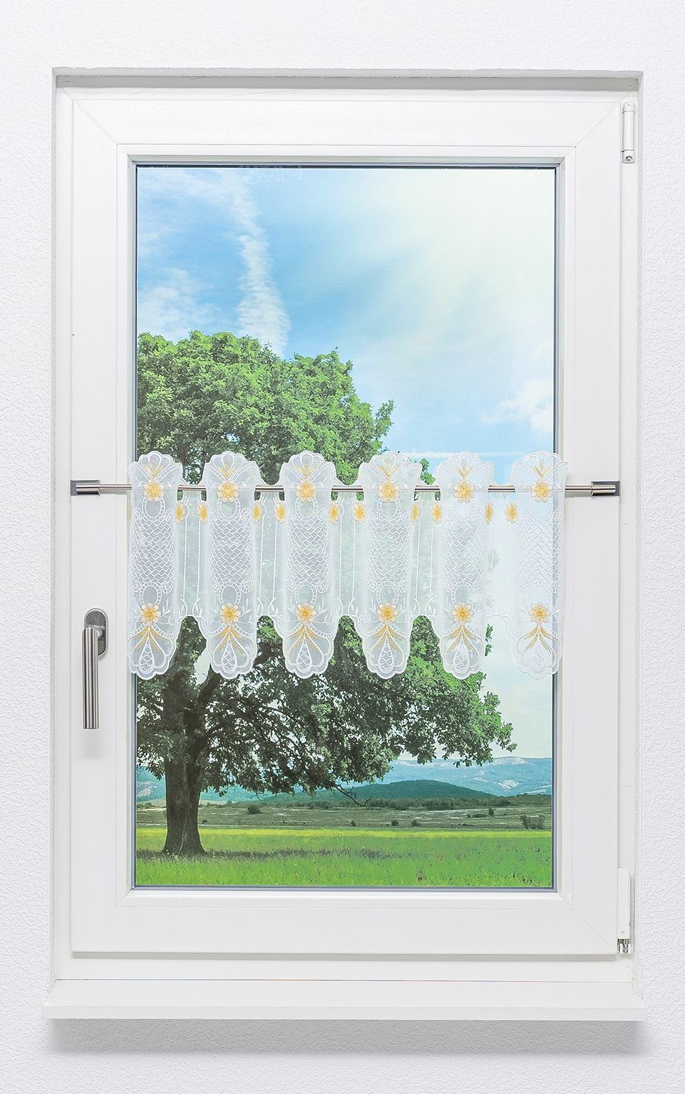 Plauener Spitze® Scheibengardine Blütezeit, (1 St), günstig online kaufen