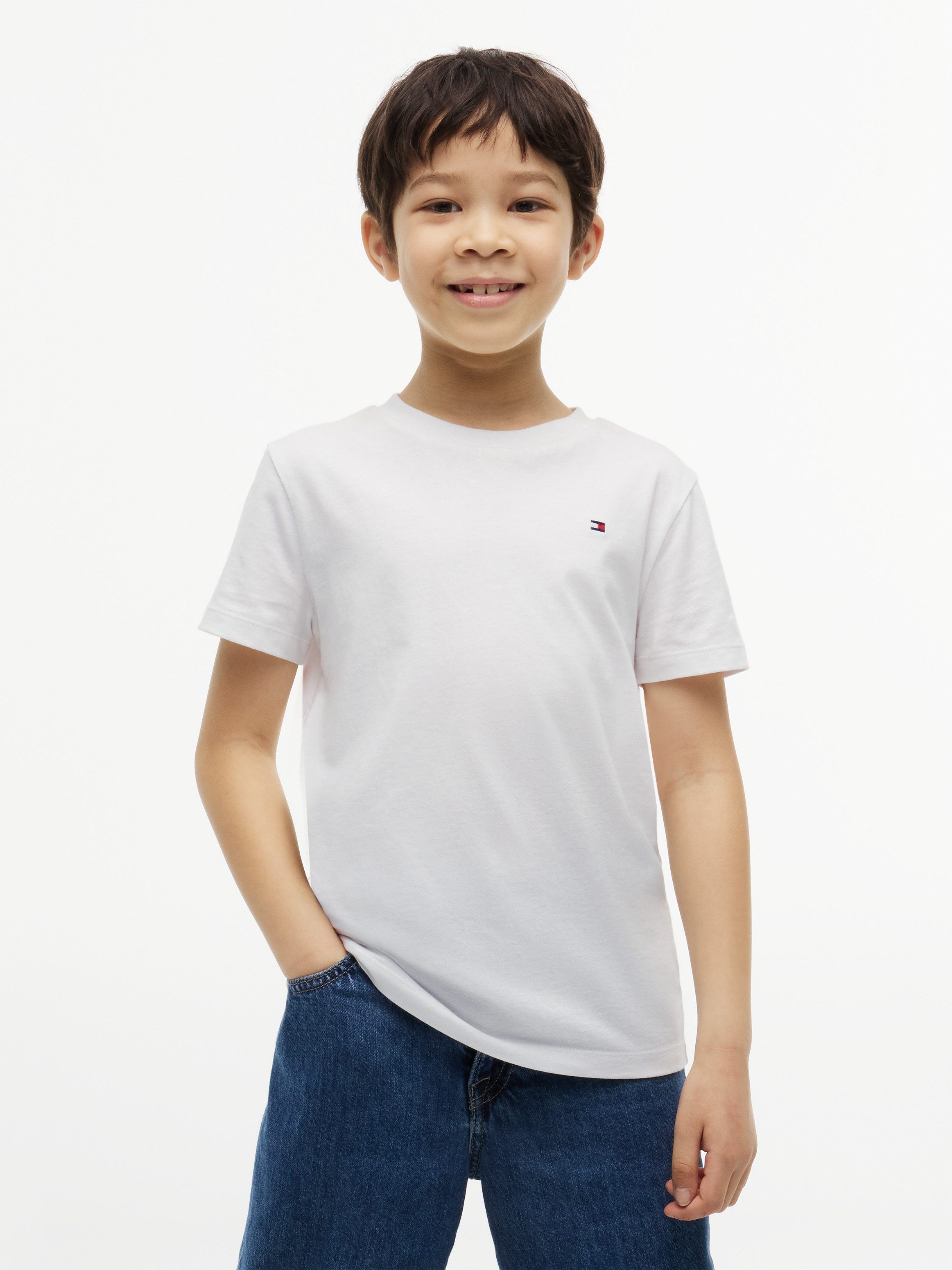 Tommy Hilfiger T-Shirt Rundhalsausschnitt, Regular Fit, Kinder bis 16 Jahre, reine Baumwolle