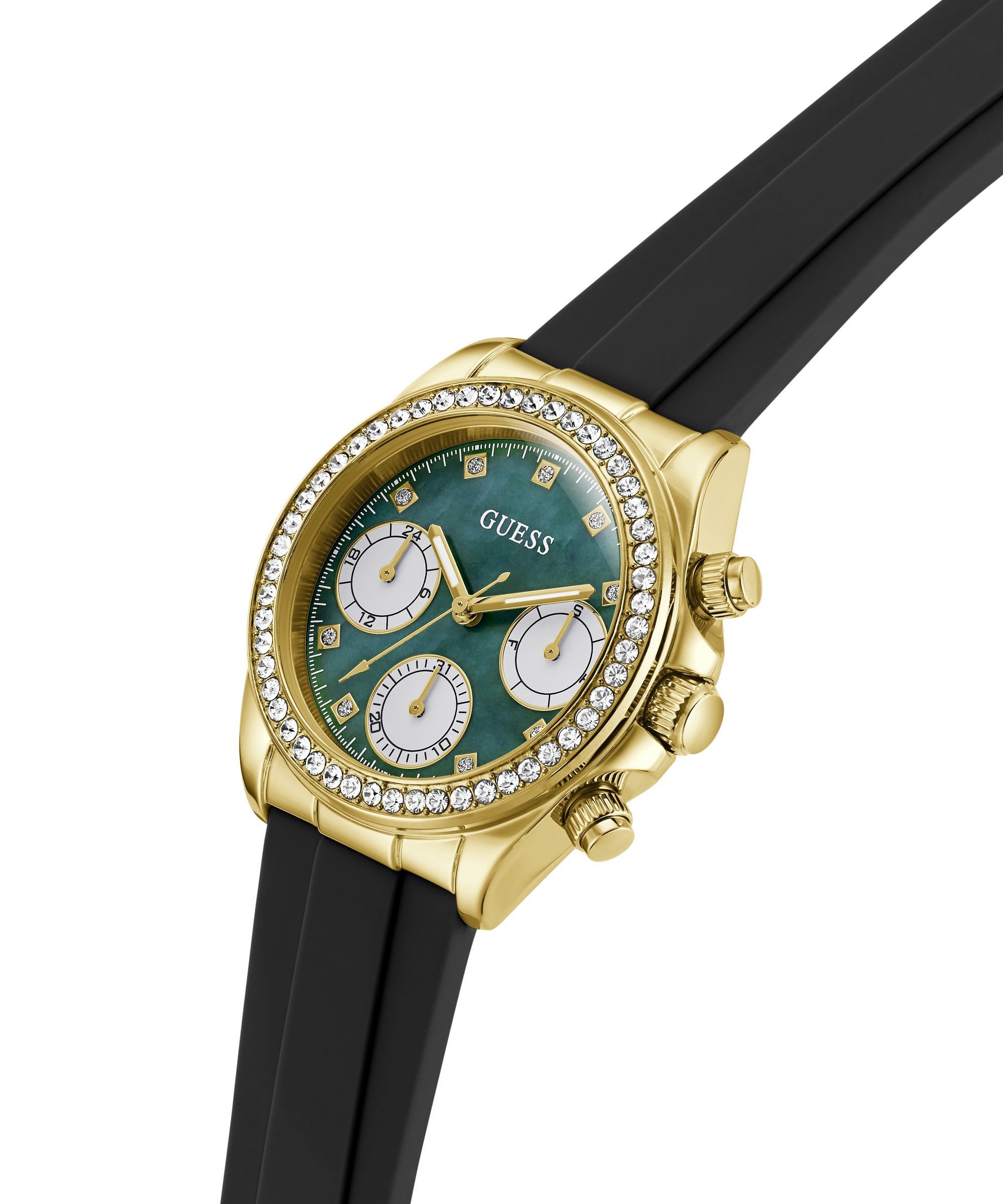 Guess Multifunktionsuhr VICTORIA GW1038L2, Quarzuhr, Armbanduhr, Damenuhr, Silikonarmband, analog, Wochentag, Tag