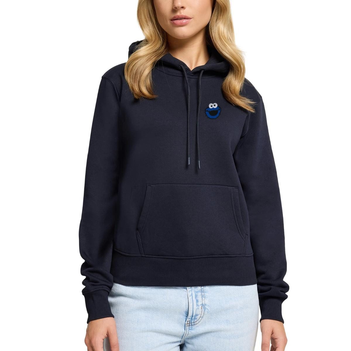Spreadshirt Hoodie Sesamstraße Stick Krümelmonster Damen Premium Hoodie (1-tlg)