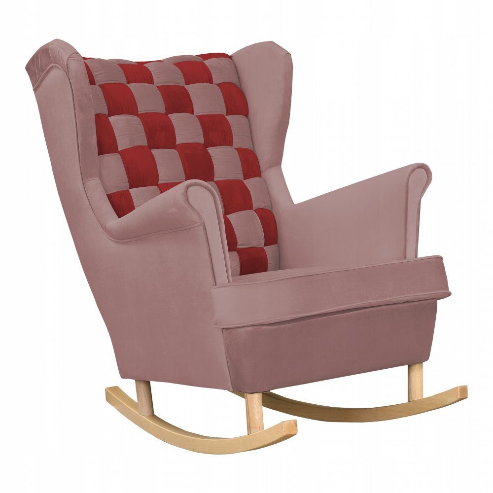 Family Meble Schaukelstuhl Family Meble Carol Duo Schaukelsessel Ohrensessel ROYAL 14 rosa 84x92x