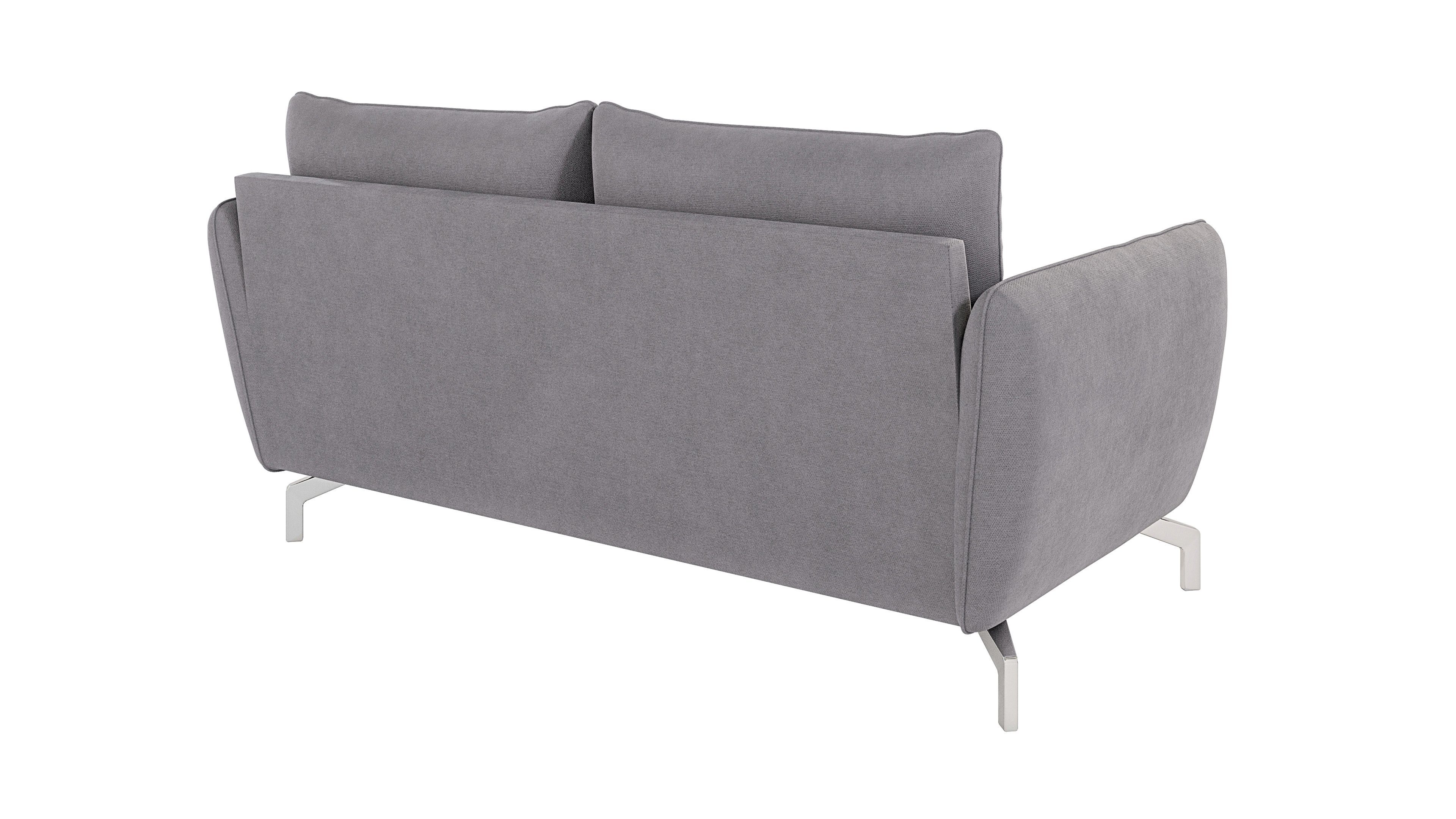 S-Style Möbel 2-Sitzer Modernes Sofa Silber Metall Benita Wellenfederung Füßen, Grau mit mit