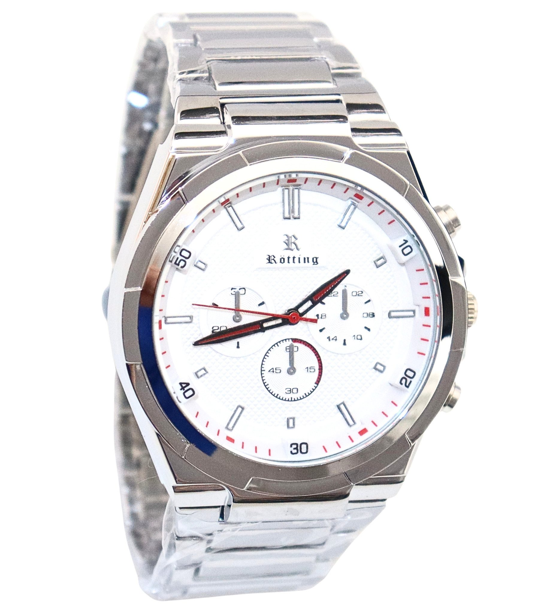 Rötting Design Quarzuhr Herrenuhr weißes Ziffernblatt in Chrono-Look Design günstig online kaufen