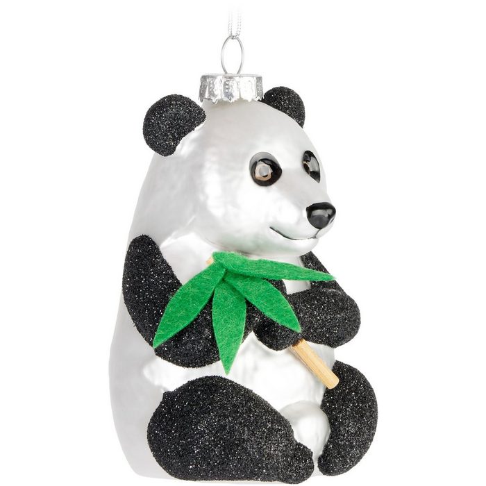 BRUBAKER Weihnachtsbaumkugel Pandabär mit Bambus - Panda Weihnachtskugel aus Glas - Handbemalt (1 St) Christbaumschmuck Lustig - Figur Weihnachtsdeko