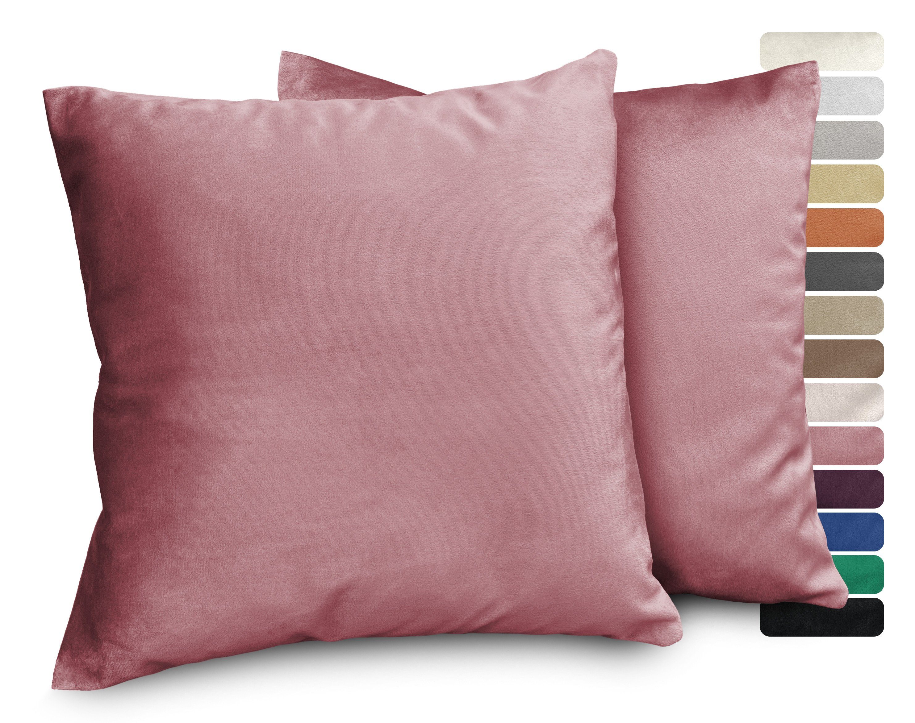 Beautex Kissenhüllen Samt 2er Set, Premium Kissenbezug, Sofa- und Dekokissen, (2 Stück), extra weich, viele Farben und Größen, verdeckter Reißverschluss