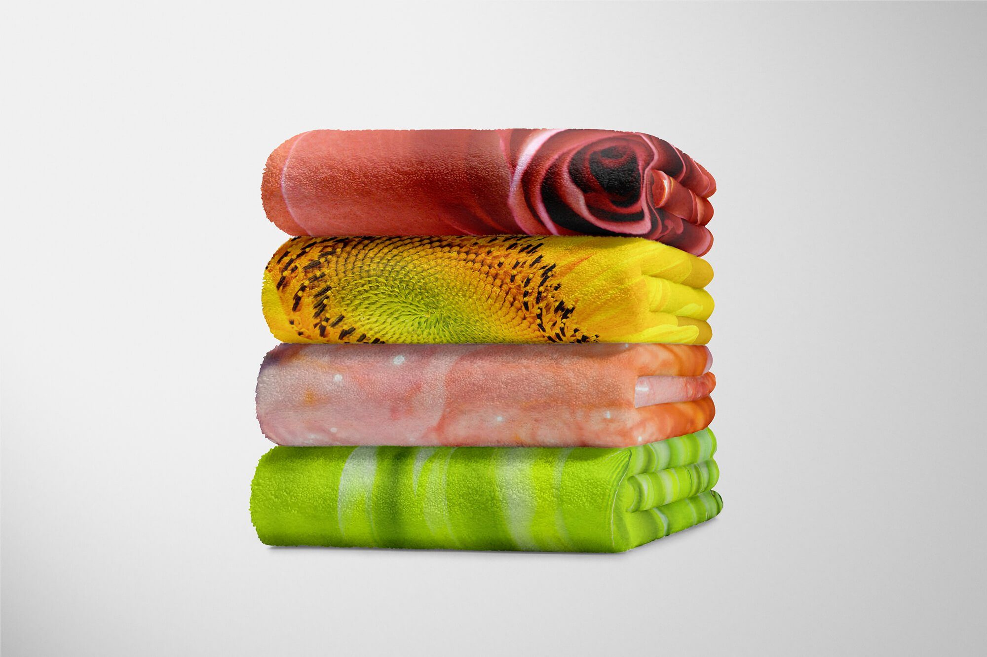 Sinus Art Handtücher Handtuch Strandhandtuch Saunatuch Baumwolle-Polyester-Mix Handtuch (1-St), Fotomotiv Blüt, mit Wassertropfen Kuscheldecke