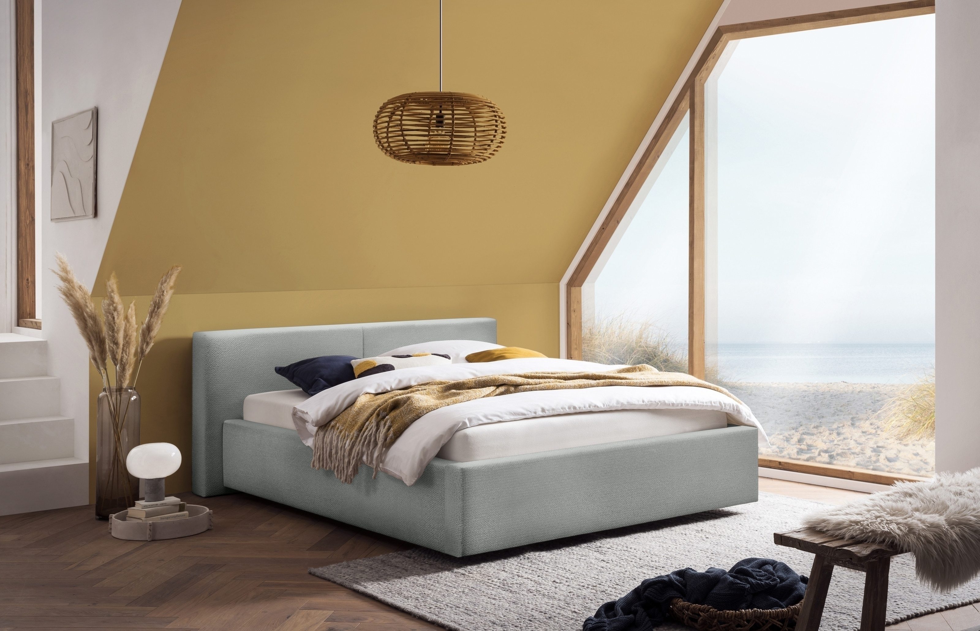 freiraum Polsterbett Cube, Liegefläche 140x200cm, ash, Stellmaß: 180x82x227cm (BxHxT)