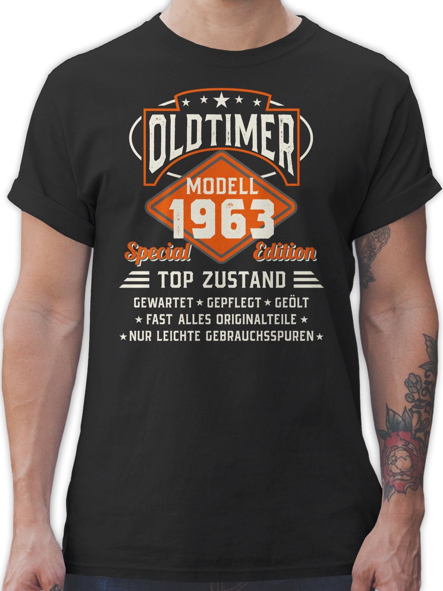 Geburtstag T-Shirt Shirtracer Oldtimer 60. Modell 1963 Schwarz 01
