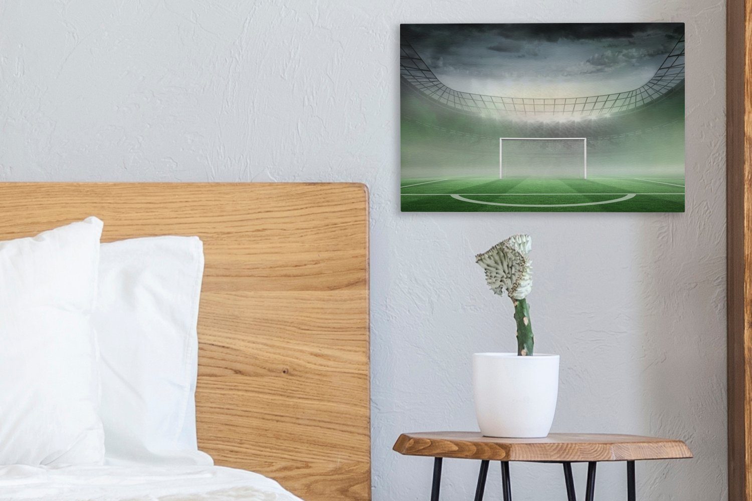 detaillierte Eine Abbildung 30x20 Leinwandbilder, Aufhängefertig, cm OneMillionCanvasses® Wandbild Wanddeko, eines Leinwandbild Fußballstadions, (1 St),