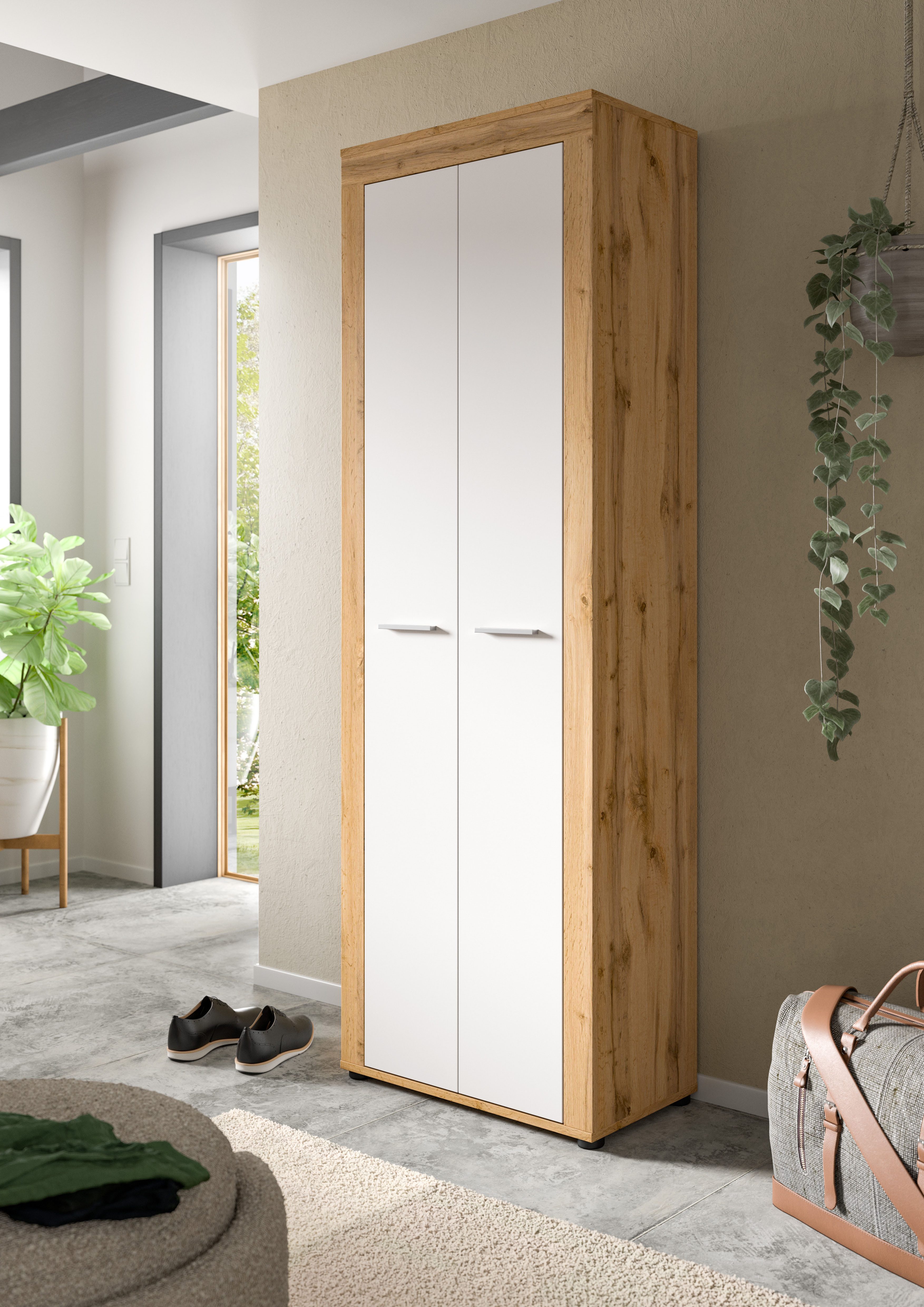 OTTO home Garderobenschrank AOSTA, Höhe 191cm, 2 Türen, 1 Boden, 1 Kleiderstange (1-St., in verschiedenen Farbausführungen erhältlich, individuell kombinierbar) Flurschrank, Kleiderschrank, Hochschrank, Garderobe, Flur, Schrank