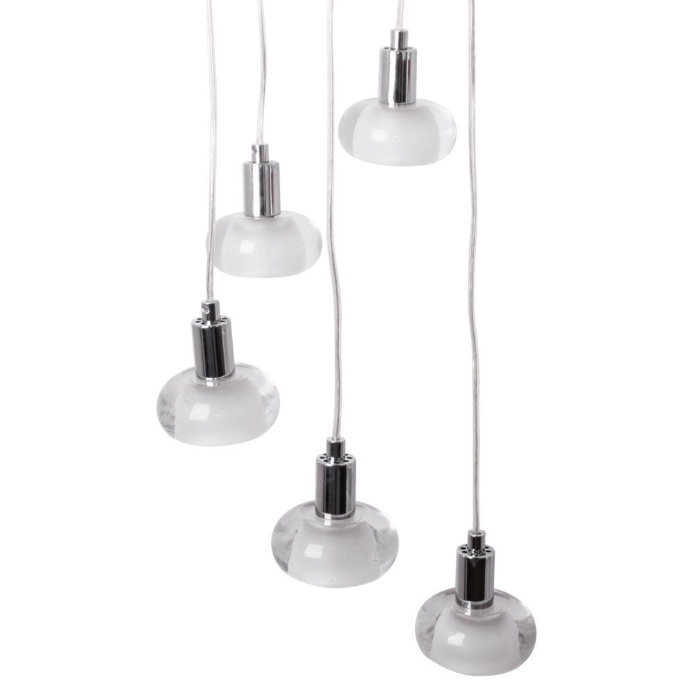 Brilliant Hängeleuchte, Leuchtmittel nicht inklusive, Pendellampe Hängeleuchte Esstischlampe 5 flammig Glas geeist H 120 cm
