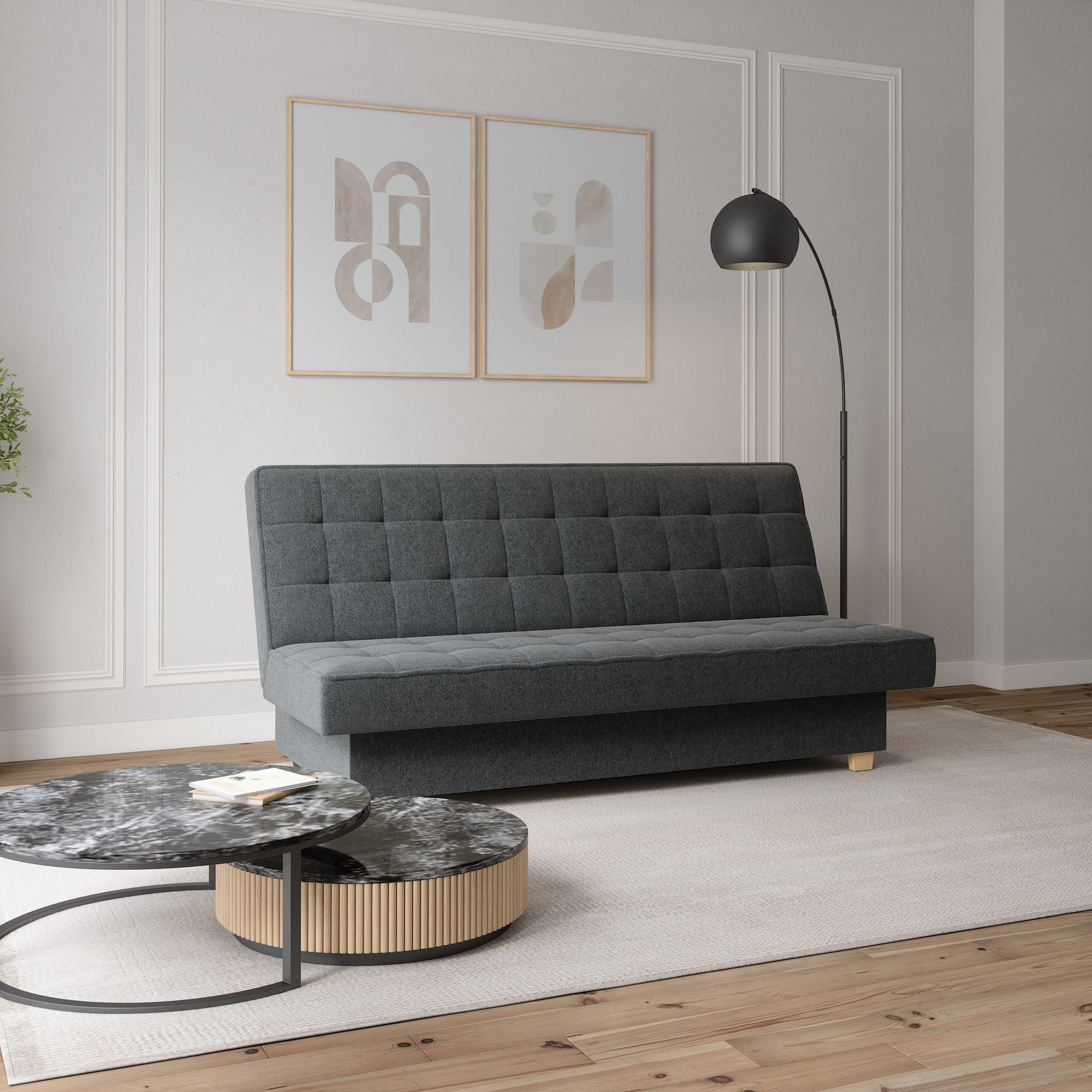 MOEBLO Schlafsofa BELFI, Clic-Clack Schlafsofa aus Webstoff für Wohnzimmer mit Federkern, Kipp- & Klappfunktion, modernes Polstersofa – Eleganz und Komfort vereint, (BxHxT):192x95x92 cm - mit Bettkasten und Schlaffunktion
