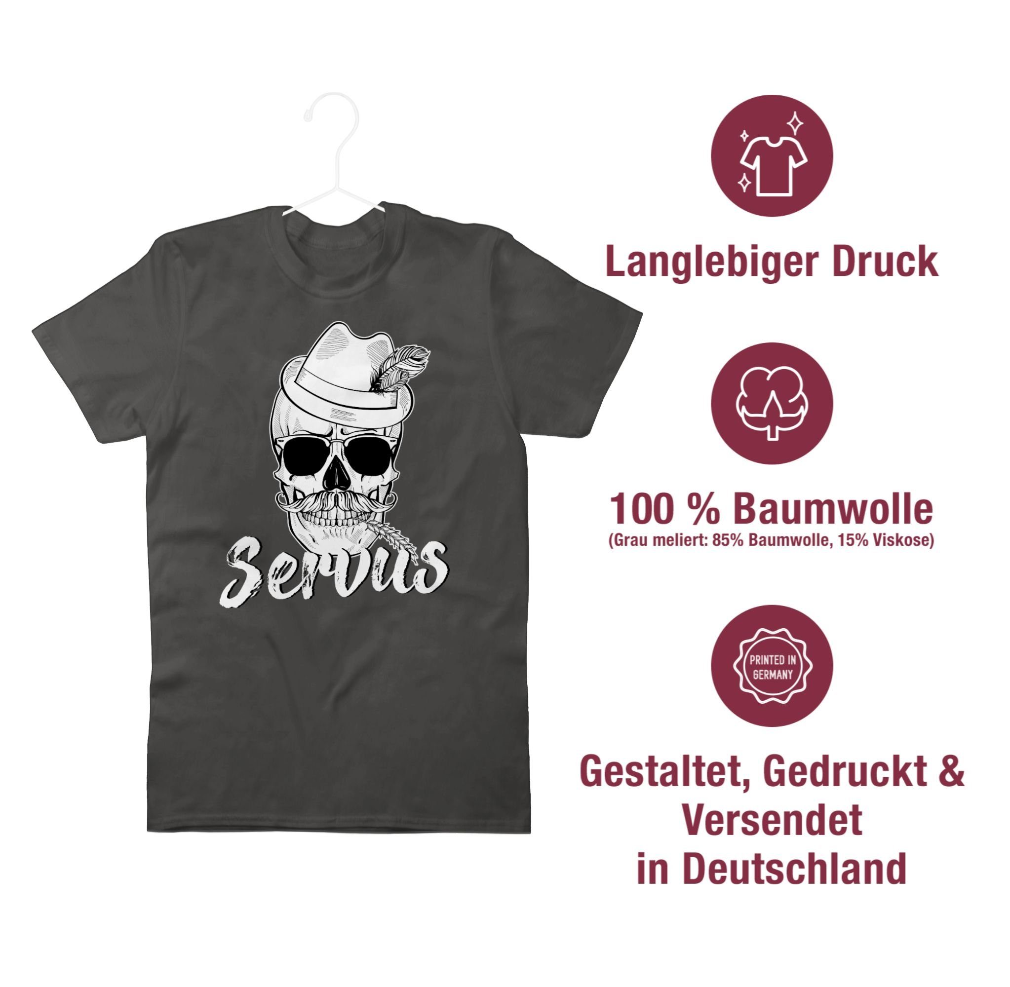 Herren Oktoberfest Totenkopf T-Shirt 02 Mode Bayern Shirtracer für Dunkelgrau Servus