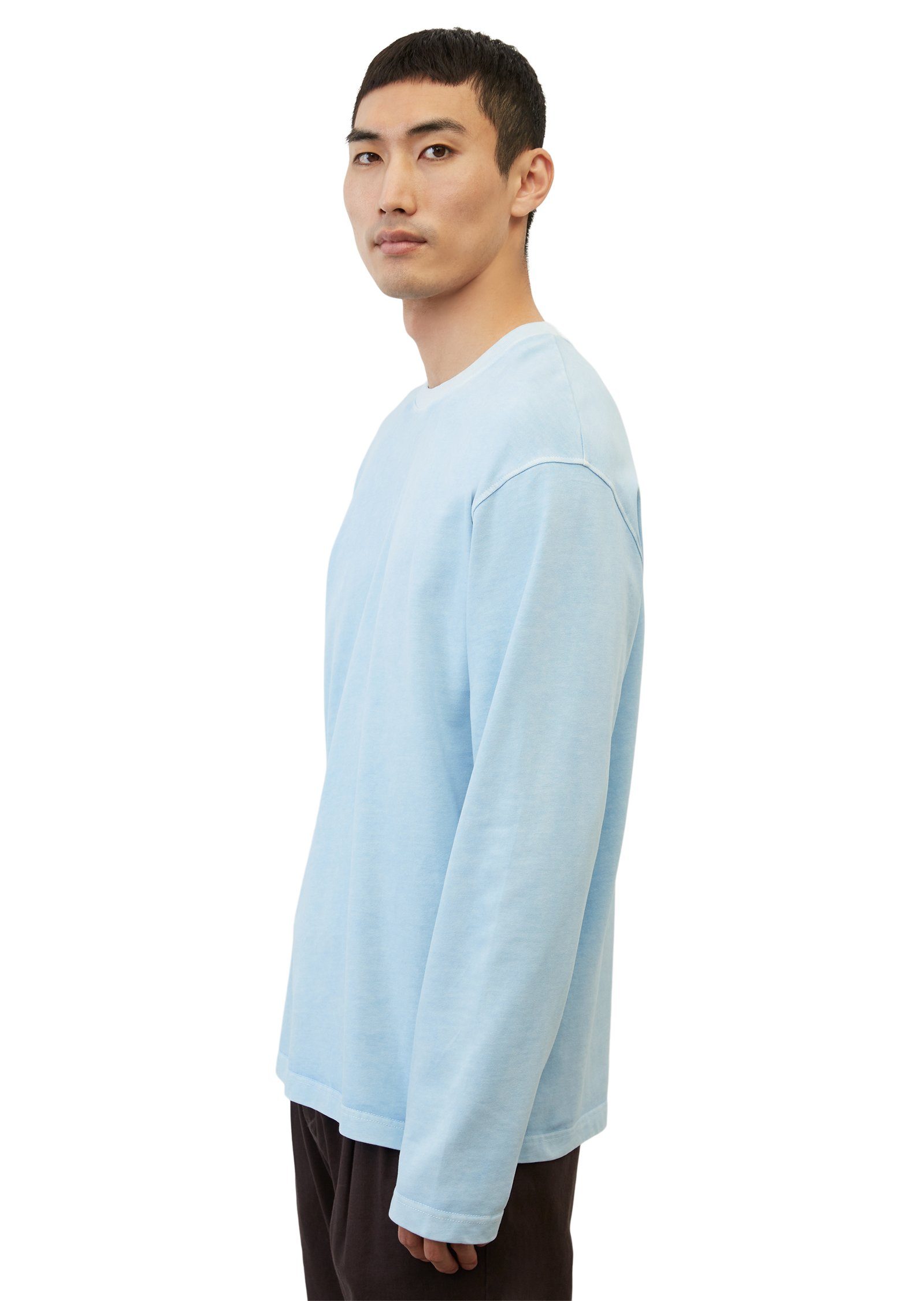 Marc O'Polo Langarmshirt aus softer blau Bio-Baumwolle