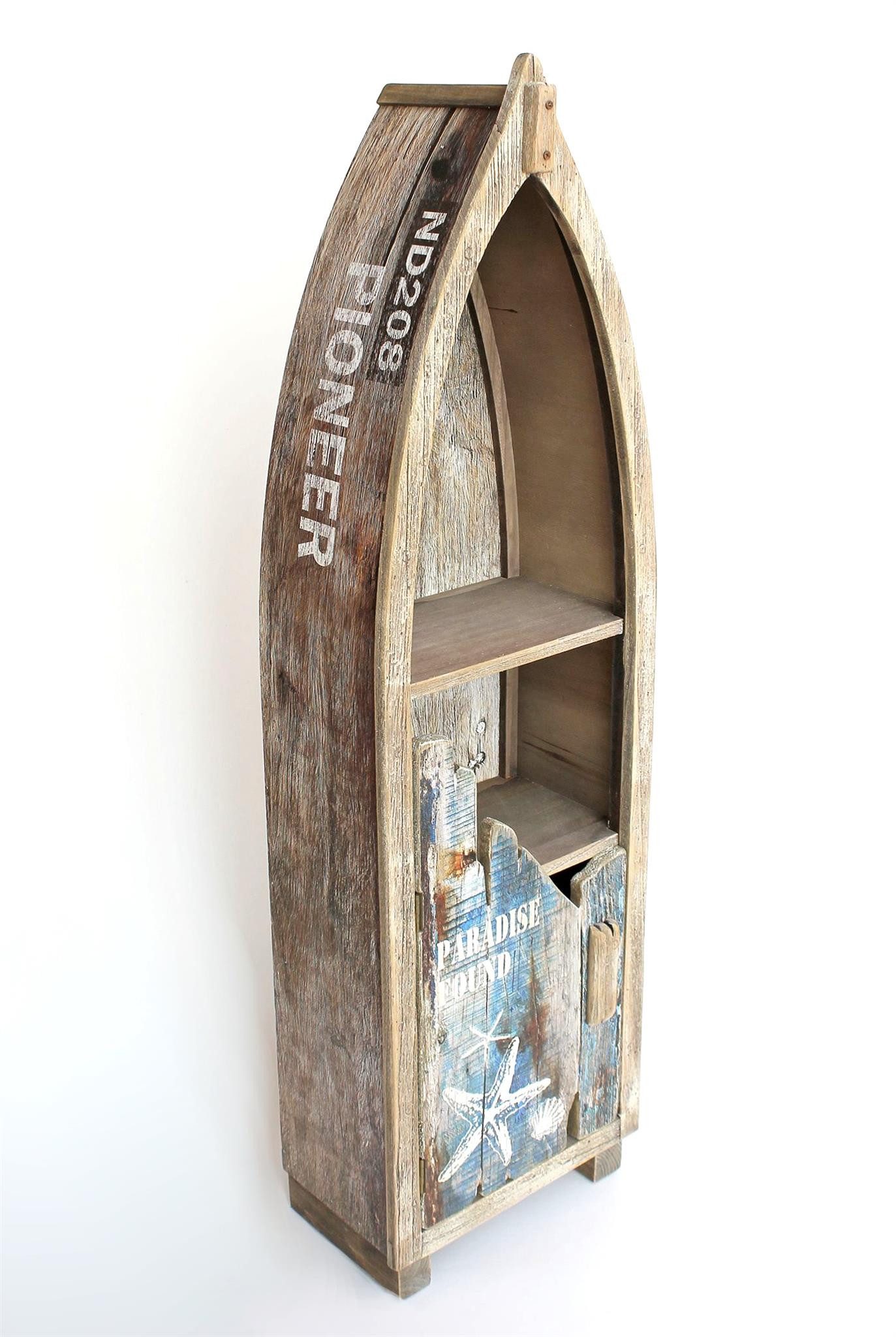 DanDiBo Badregal Regal Boot Bootsform Holz Antik MR16 Maritim Bootsregal Badregal Regal, Badschrank Braun