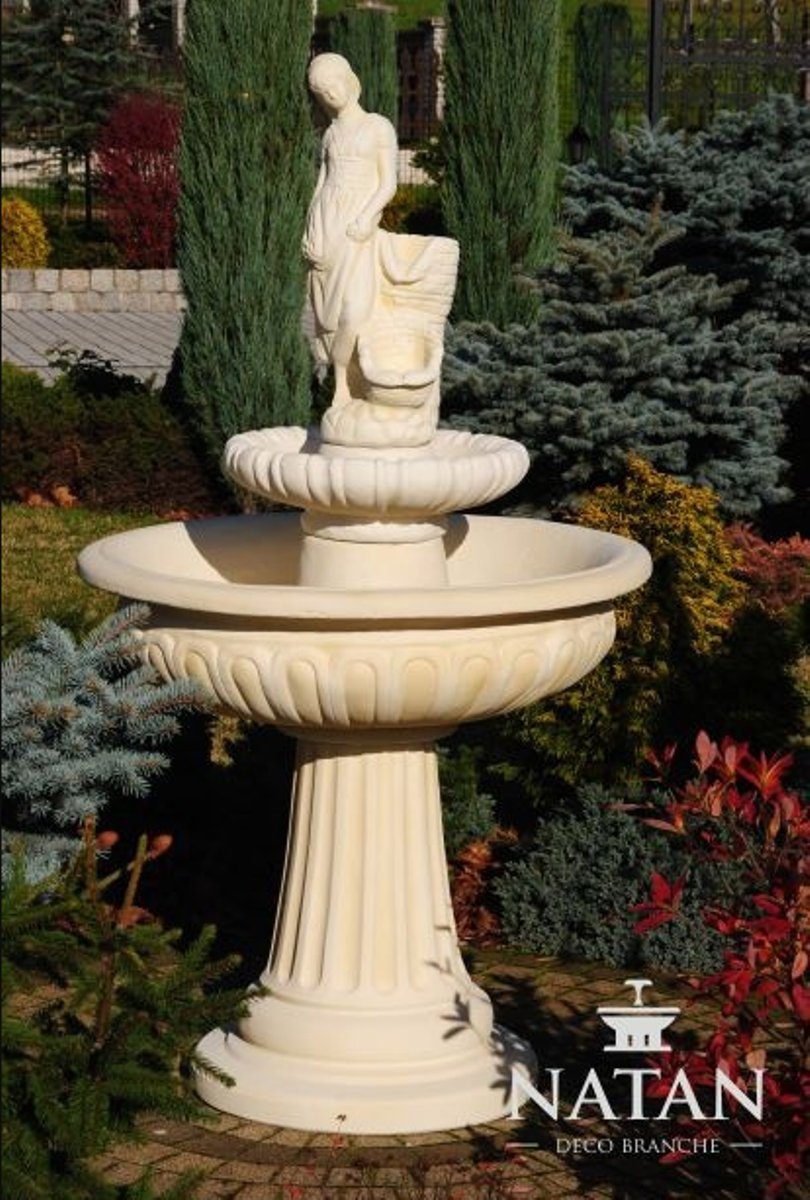 JVmoebel Skulptur Springbrunnen Teich Steinbrunnen Brunnen Gartenbrunnen Fontaine