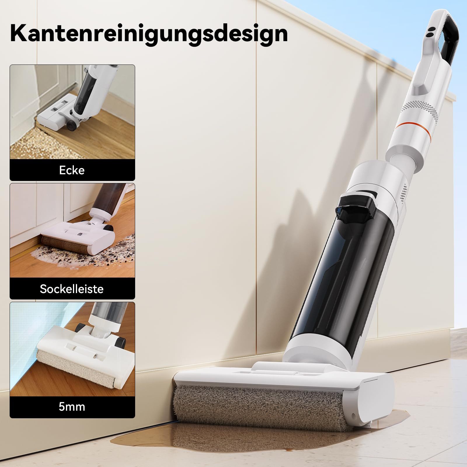 JONR Nass-Trocken-Akkusauger ED20 PRO 4-in-1 Nass Trocken Komplett-Staubsauger, 17000 Pa, Selbstreinigung und automatische Trocknung mit einem klick,Intelligente Spracherinnerung, 180° Flachlegen-Funktion