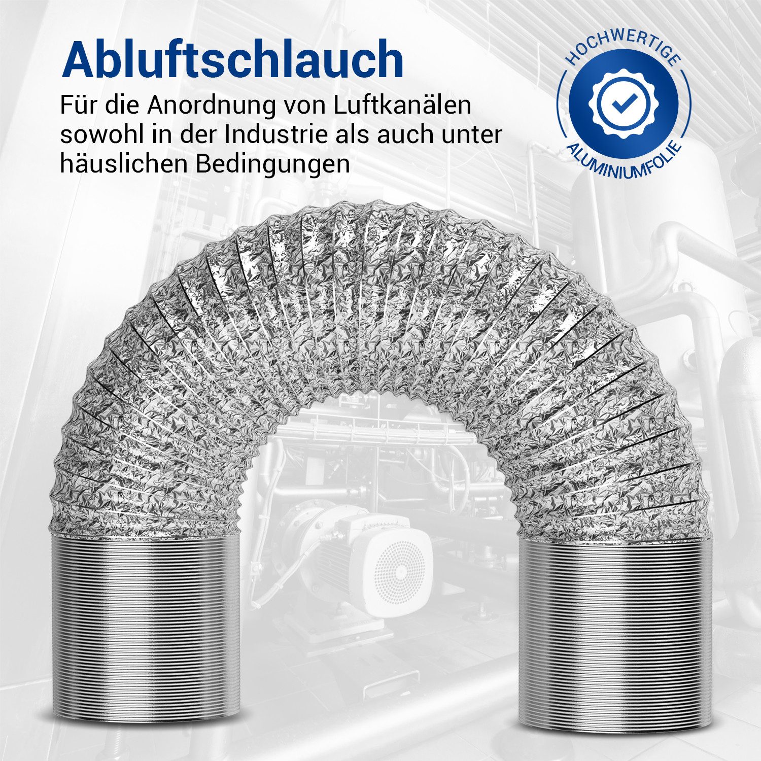 VIOKS Flexrohr Alu Abluftschlauch 100erR, 3 Meter universal für Lüftung Trockner Abzugshaube