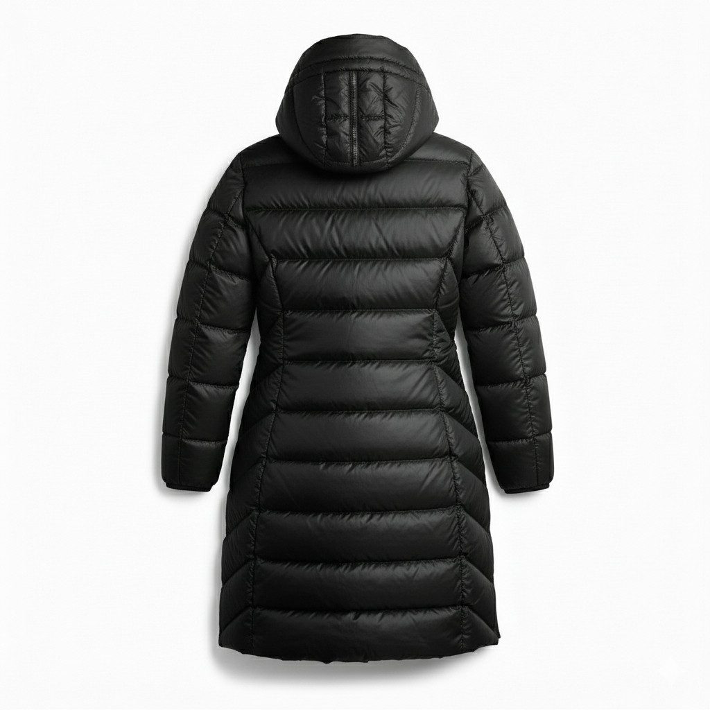 Parajumpers Daunenmantel PJS LEAH - lange DAUNENJACKE Mantel MIT KAPUZE für Damen Black Schwarz