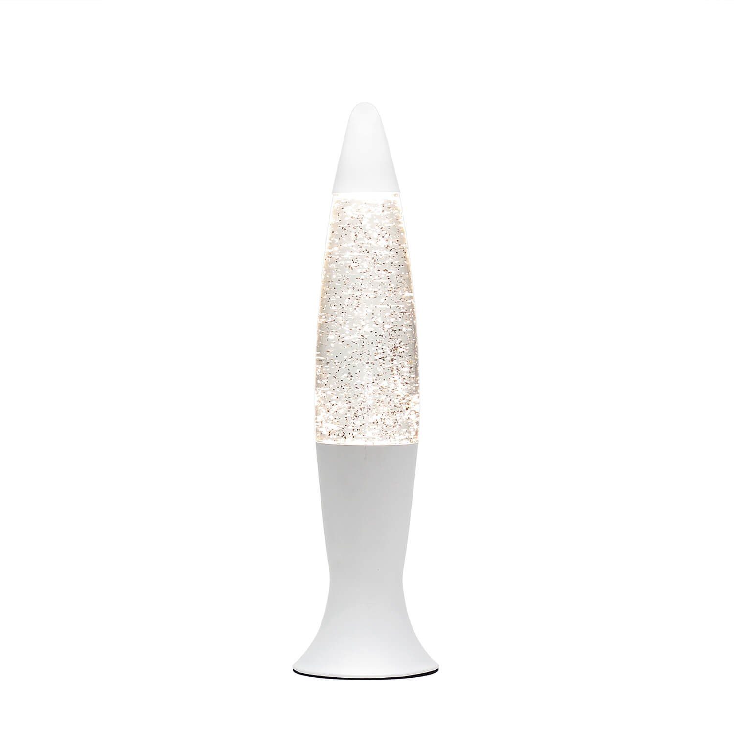 Licht-Erlebnisse Lavalampe ANGELINA, Tischlampe Glitter elegantes Partylicht Weiß Silber Stimmungsleuchte
