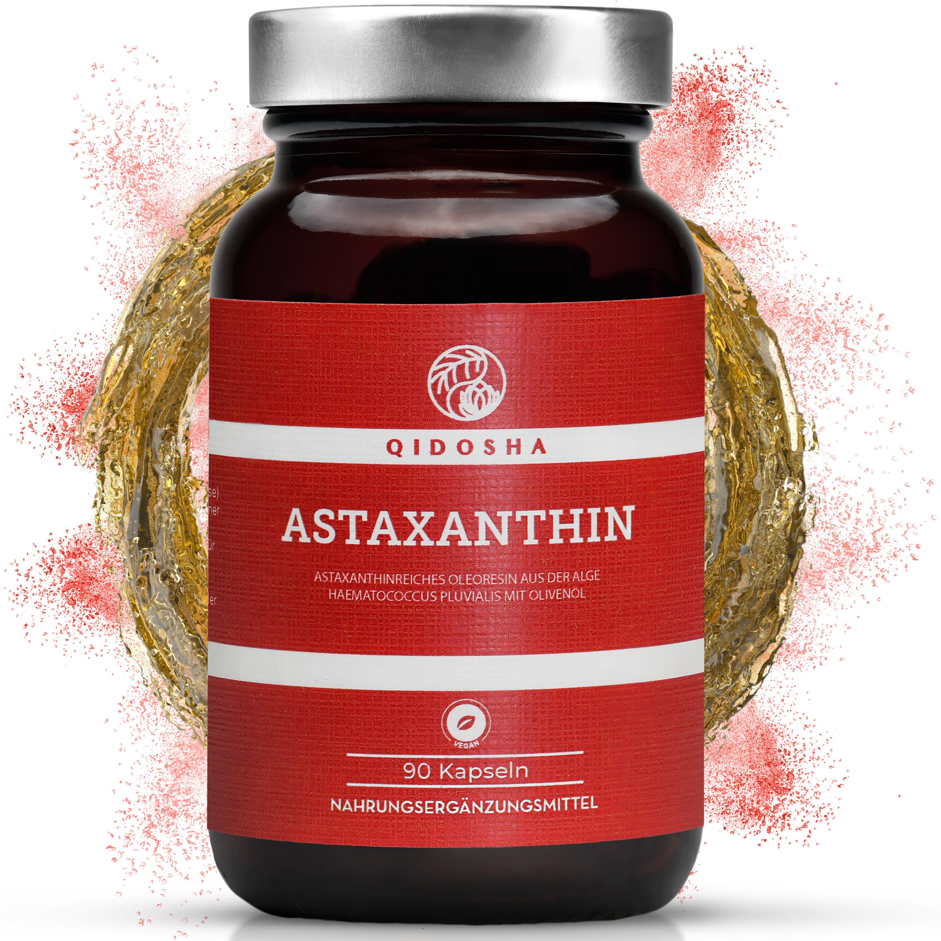 QIDOSHA Astaxanthin 8mg Kapseln Vegan - Antioxidantien & Zellschutz Öl Hartkapsel, 1 er Halbjahresvorrat 180 vegane Astaxanthin Kapseln à 180 St., 54 g, Haematococcus Pluvialis Astaxanthin- Hochdosiert & Immunsystem Support