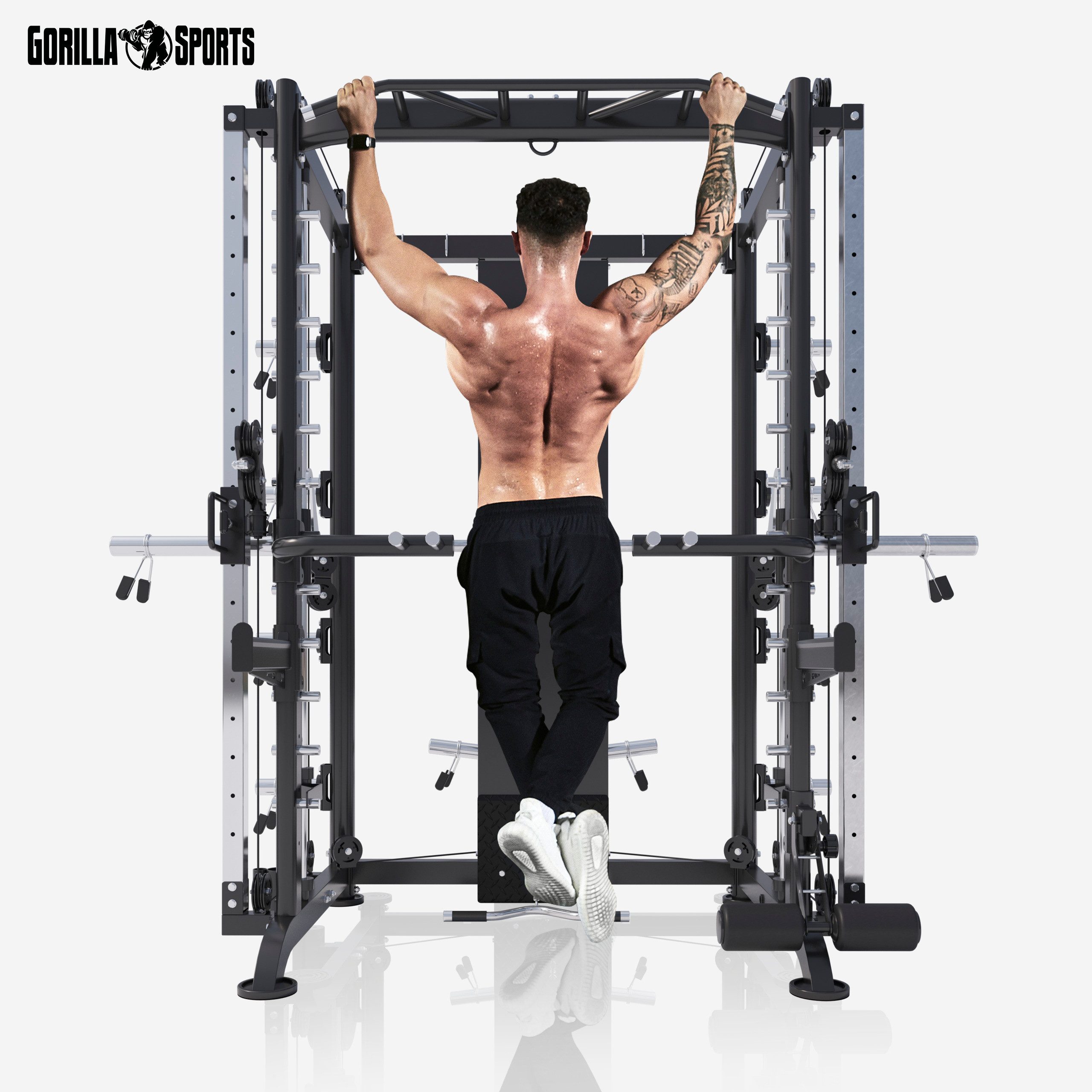 MAXXUS Multipresse 10.1 Kraftstation, Power Rack, Smith Machine, Multistation, Power Cage, (1-tlg), mit Hantelbank, Klimmzug, bis 300 kg, Dip-Station, Kabelzug, Latzug