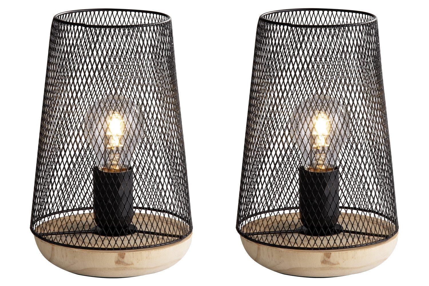 Tischleuchte LUCINA, 2er Set, mit schwarzem Metallschirm, ohne Leuchtmittel günstig online kaufen