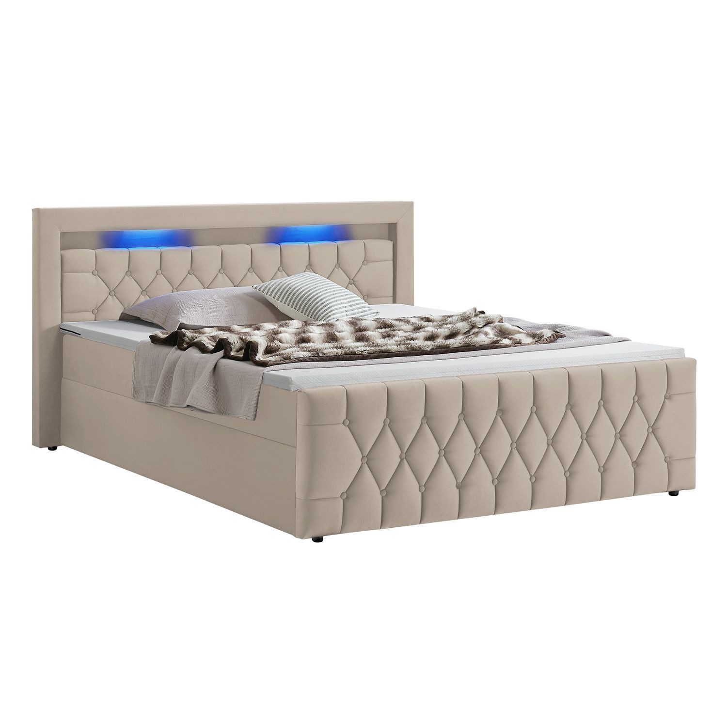 Juskys Polsterbett Leona, 180x200 cm, Boxspringbett-Optik, günstig online kaufen