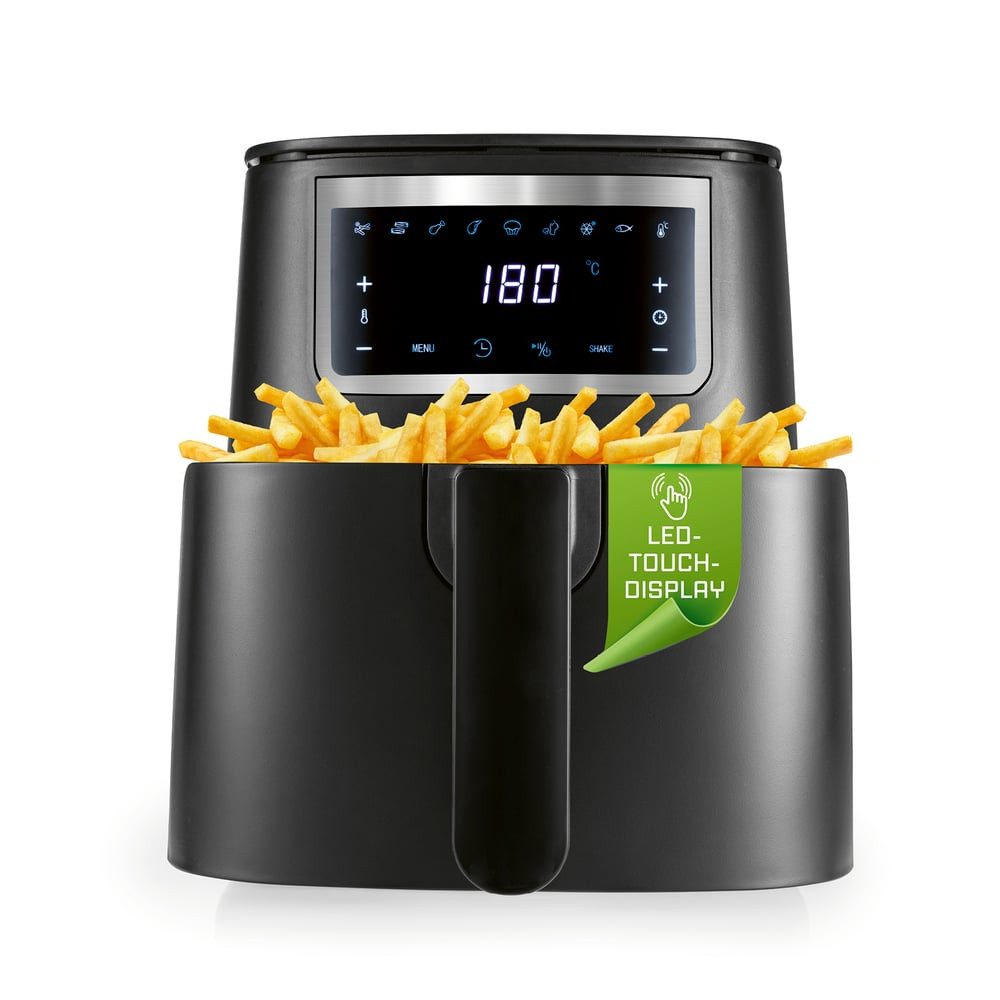 GOURMETmaxx Heißluftfritteuse 4 L Airfryer, Fritteuse mit Touchscreen, 1300 W, 9 Funktionen 8 Programme Minibackofen Pommes Steak nahezu ohne Fett