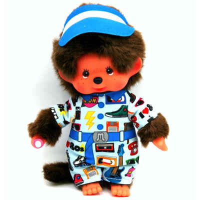 Monchhichi Plüschfigur Junge im 80er Jahre Kostüm 20 cm Monchhichi Puppe Fashion Outfit