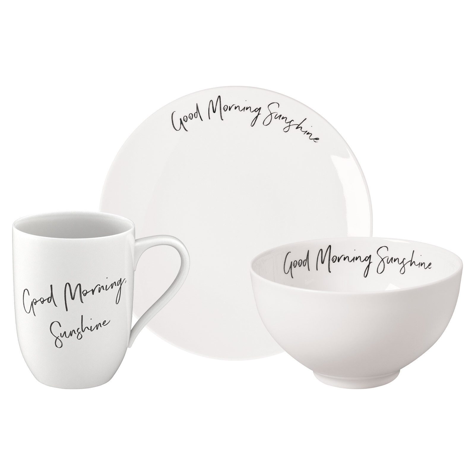 Villeroy & Boch Kombiservice Statement Frühstücks-Set Sunshine 3er Set (3-tlg), Porzellan
