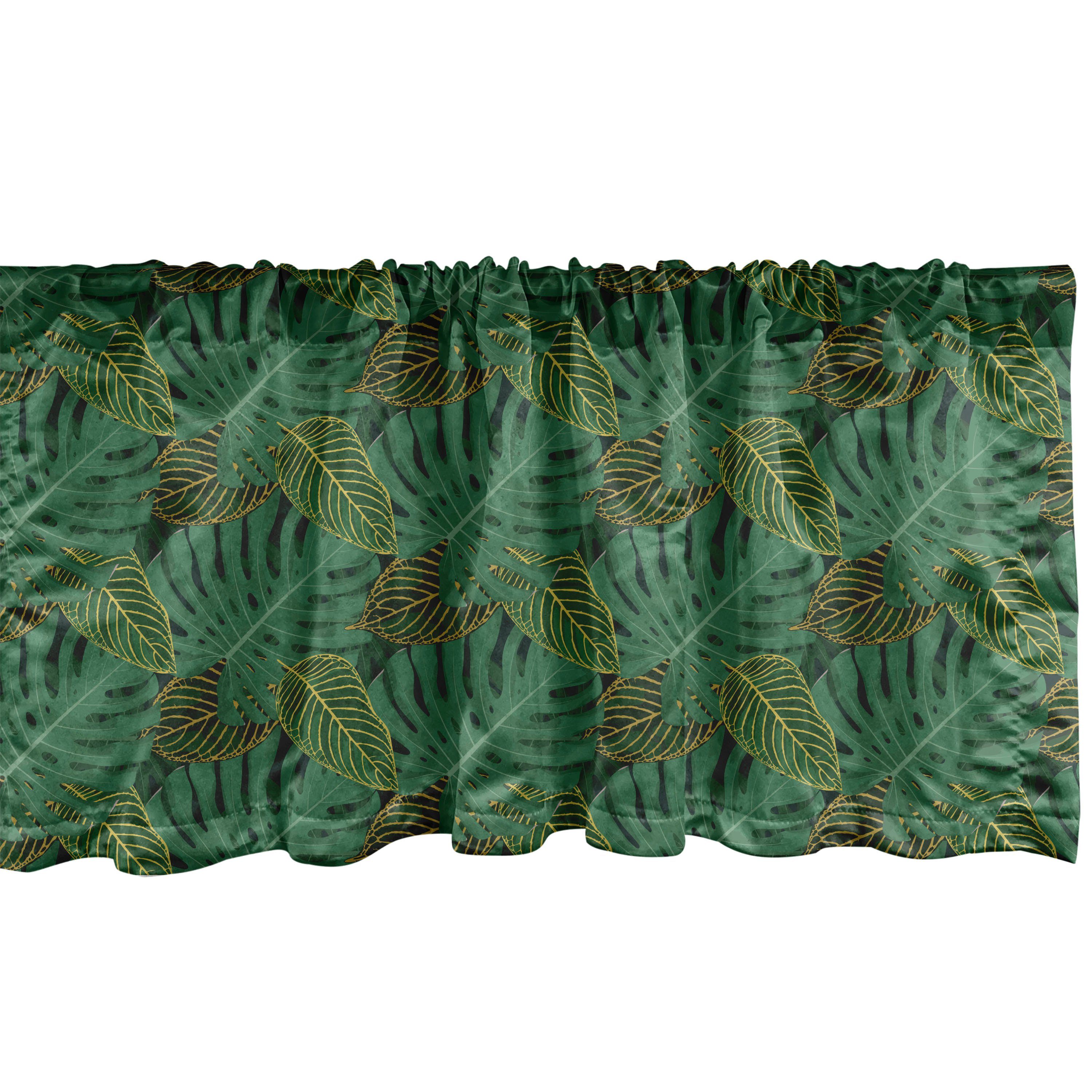 Scheibengardine Vorhang Volant für Küche Schlafzimmer Dekor mit Stangentasche, Abakuhaus, Microfaser, Blätter Monstera Exotic Tropical