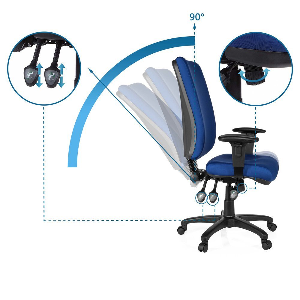 hjh OFFICE Drehstuhl Profi Bürostuhl Blau (1 HIGH ZENIT Stoff Schreibtischstuhl St), ergonomisch