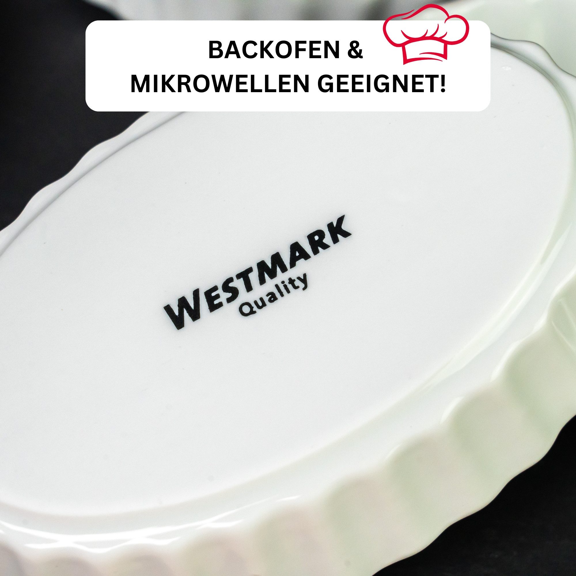 WESTMARK Auflaufform 4 Servierschälchen für Crème Brulée, Oval, Backofen-/Mikrowellengeeign, Porzellan – Bild 5 von 5